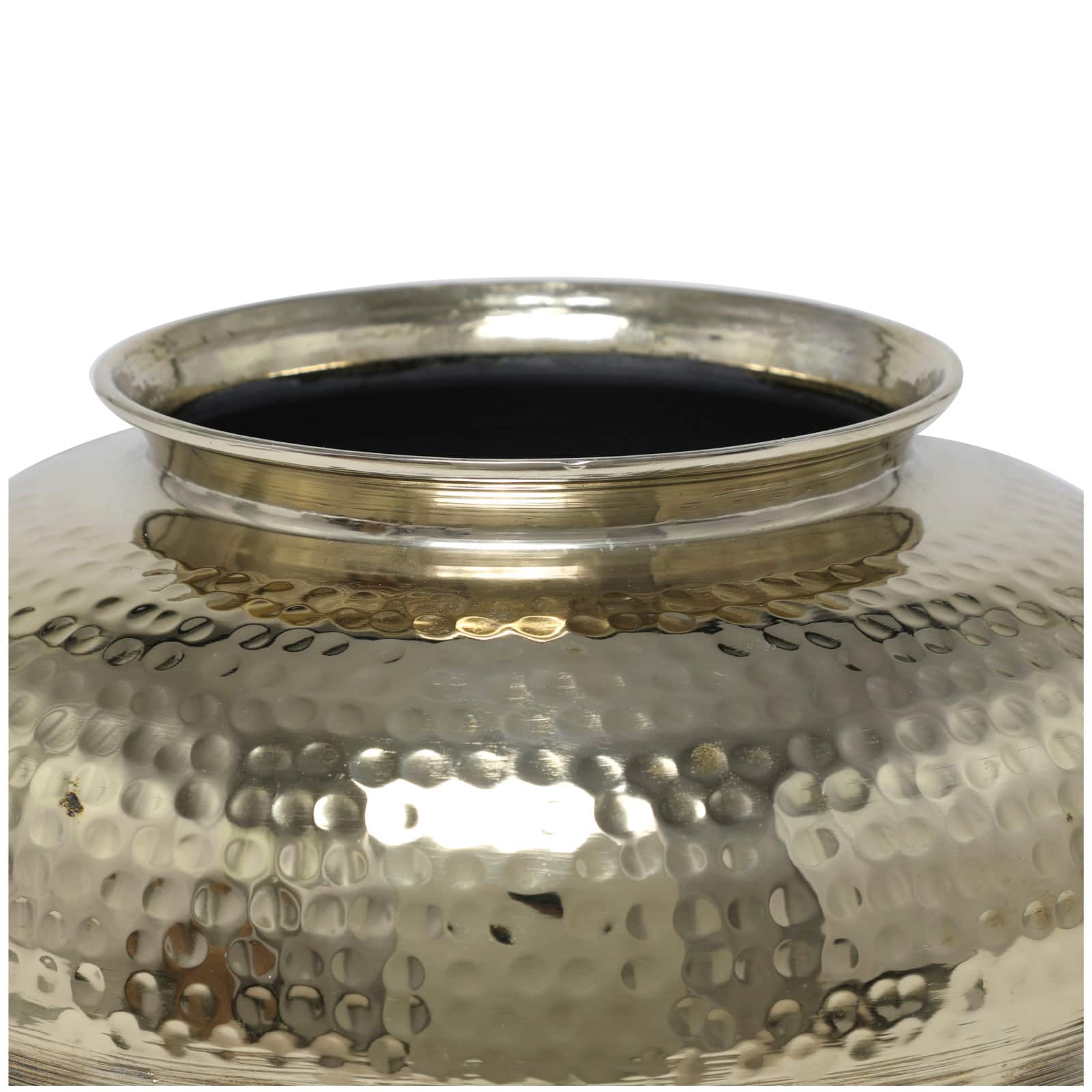 8&#x22; Gold Aluminum Brushed Vase with Hammered Top