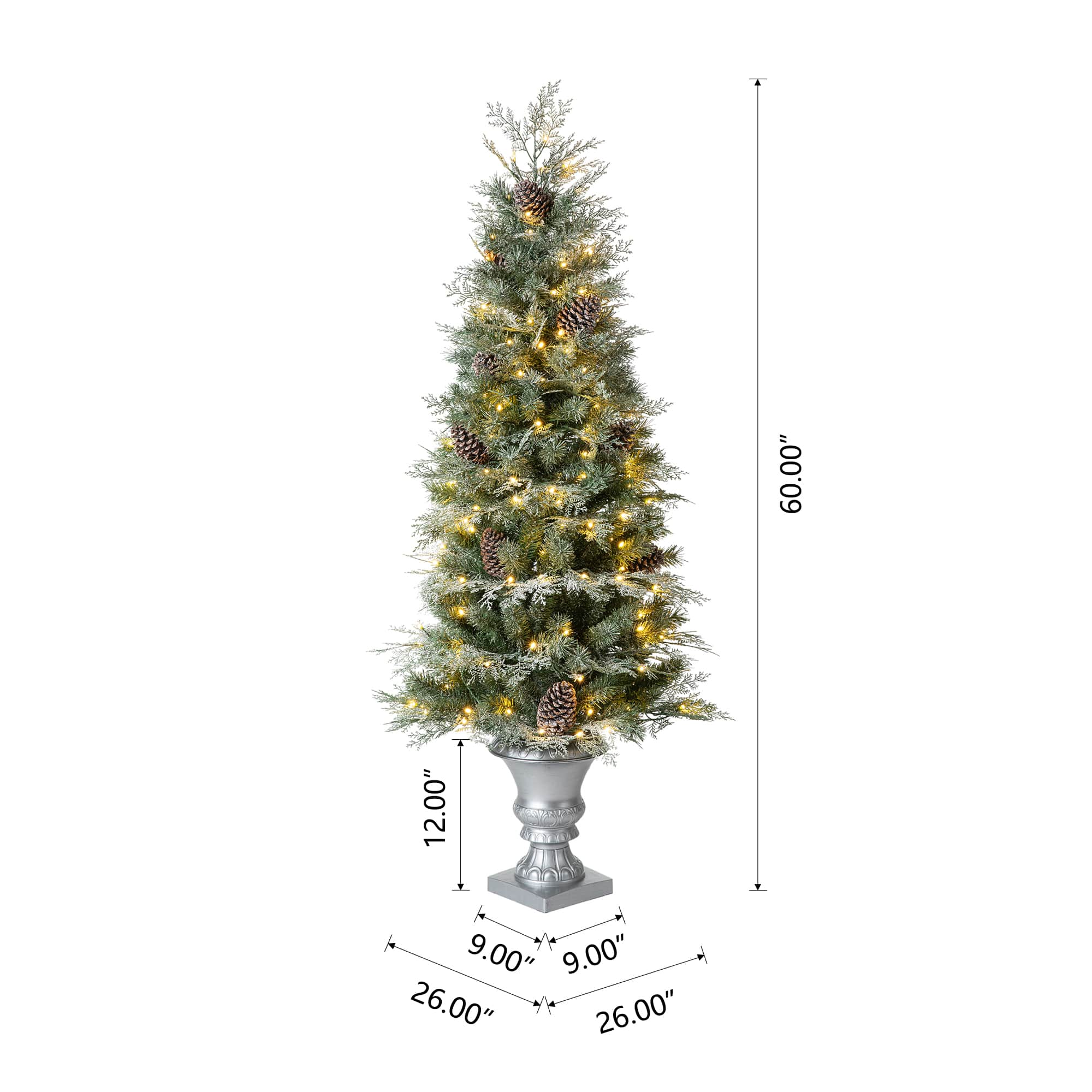 5ft. Pre-Lit Pine Artificial Christmas Porch Tree, Warm White LED Lights