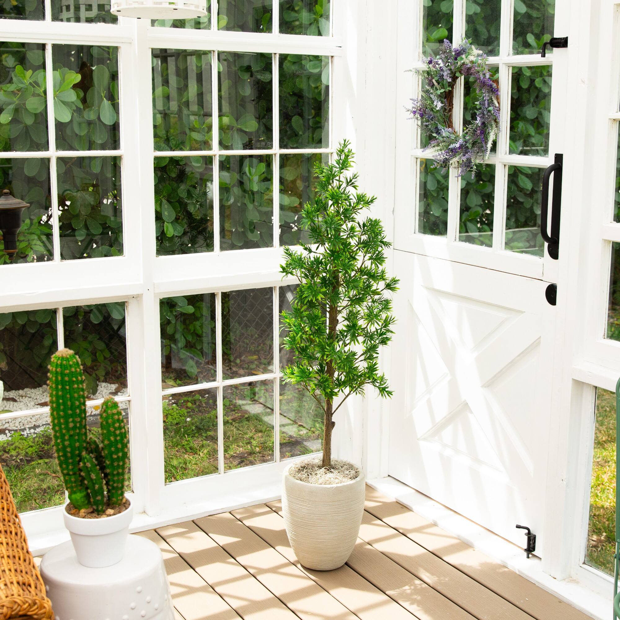 4ft. UV Artificial Podocarpus Artificial Tree (Indoor/Outdoor)