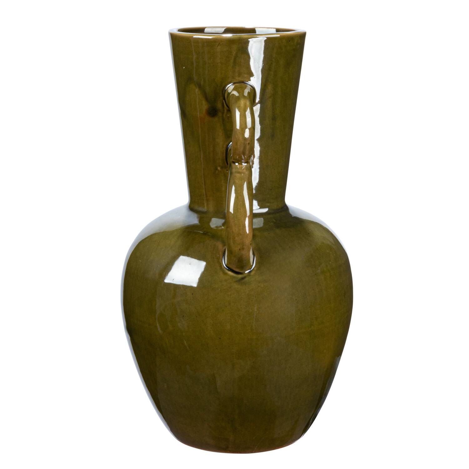 Hello Honey® 8.5" Olive Green Reactive Glaze Stoneware Vase with Handles