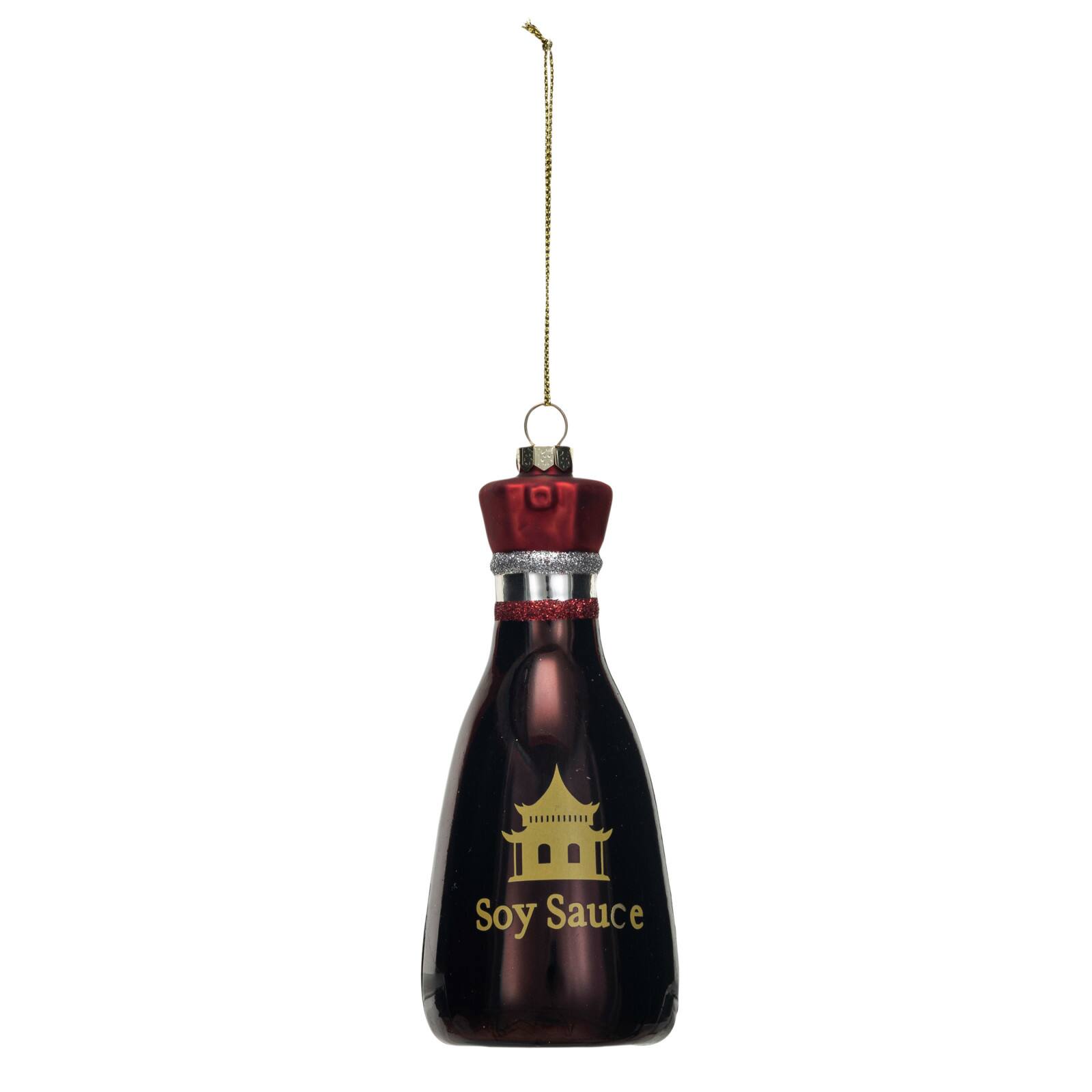 Hello Honey&#xAE; 5.75&#x22; Hand-Painted Glass Soy Sauce Bottle Ornament with Glitter