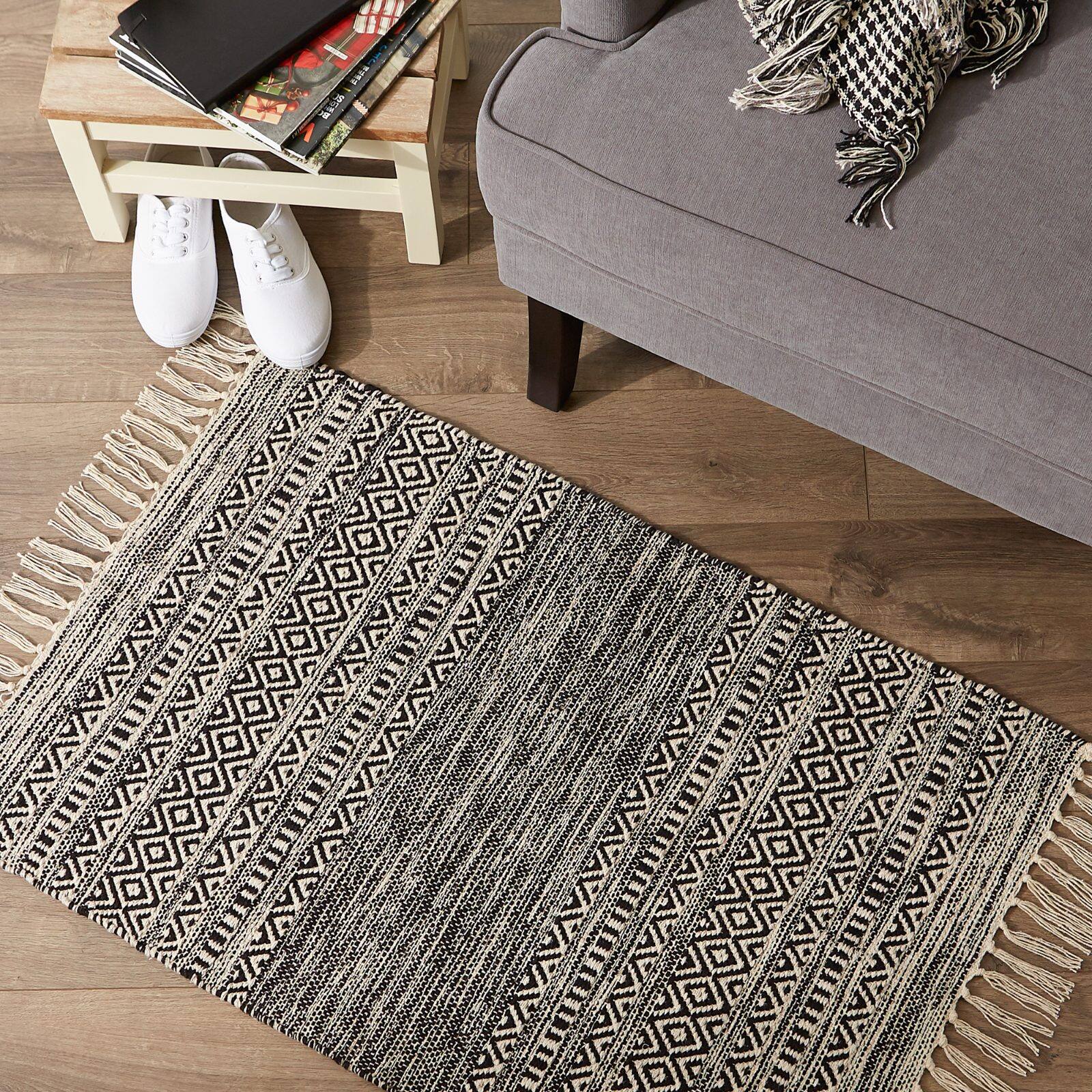 DII® Black Textured Dobby Hand-Loomed Rug, 2ft. x 3ft.
