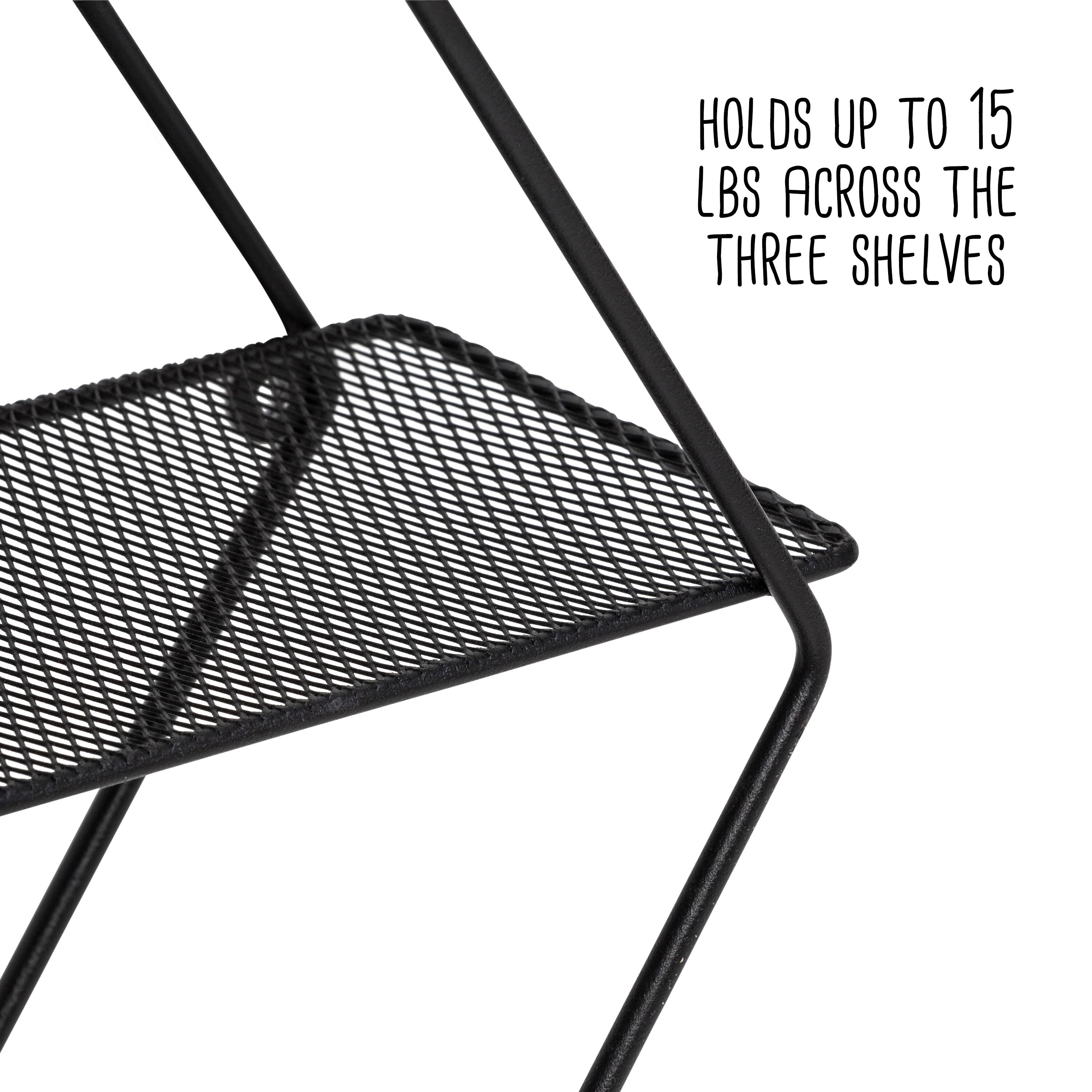 Honey Can Do 24" Black Three-Tier Diamond-Shaped Decorative Metal Wall Shelf