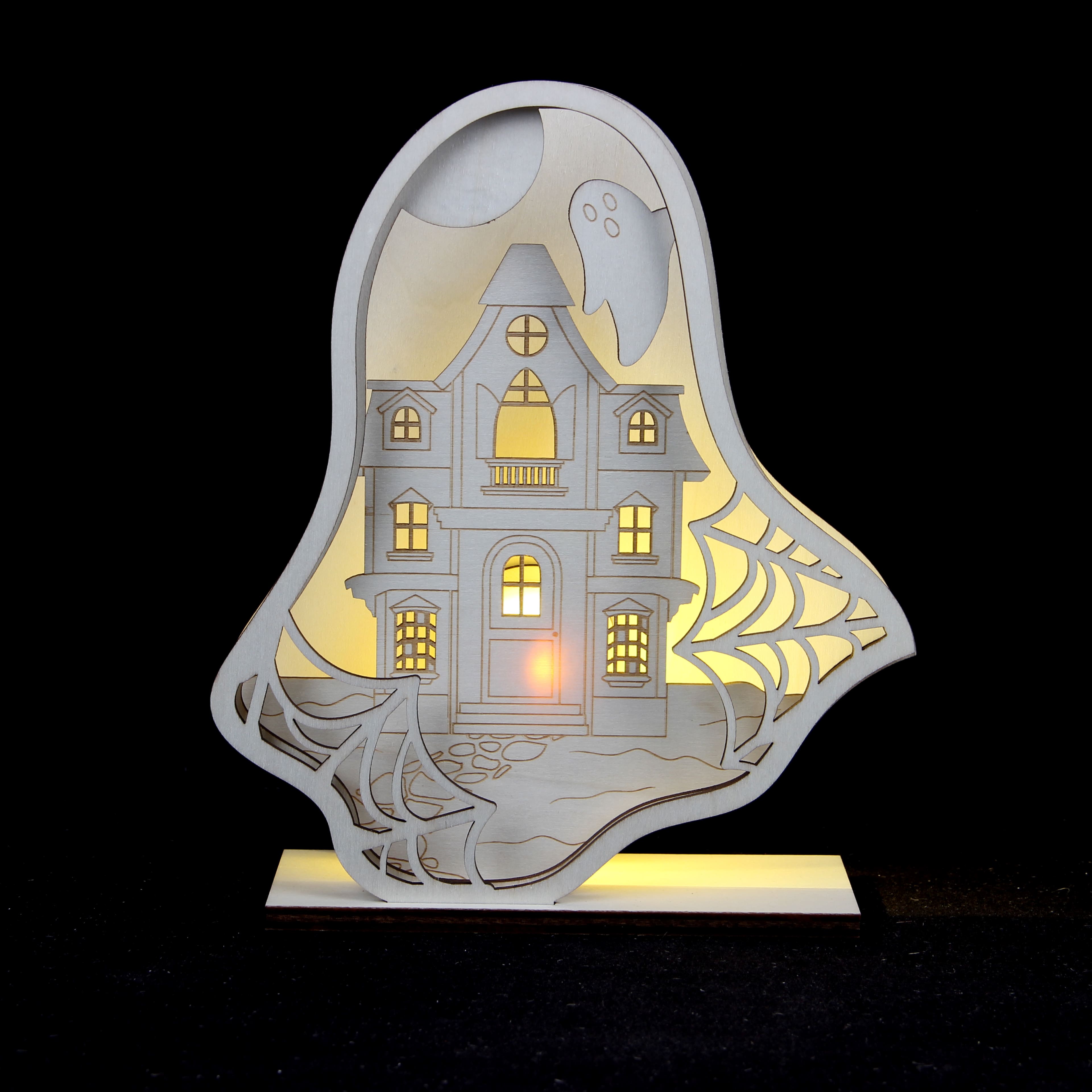 8.25&#x22; Layered Ghost DIY LED Plywood D&#xE9;cor by Make Market&#xAE;