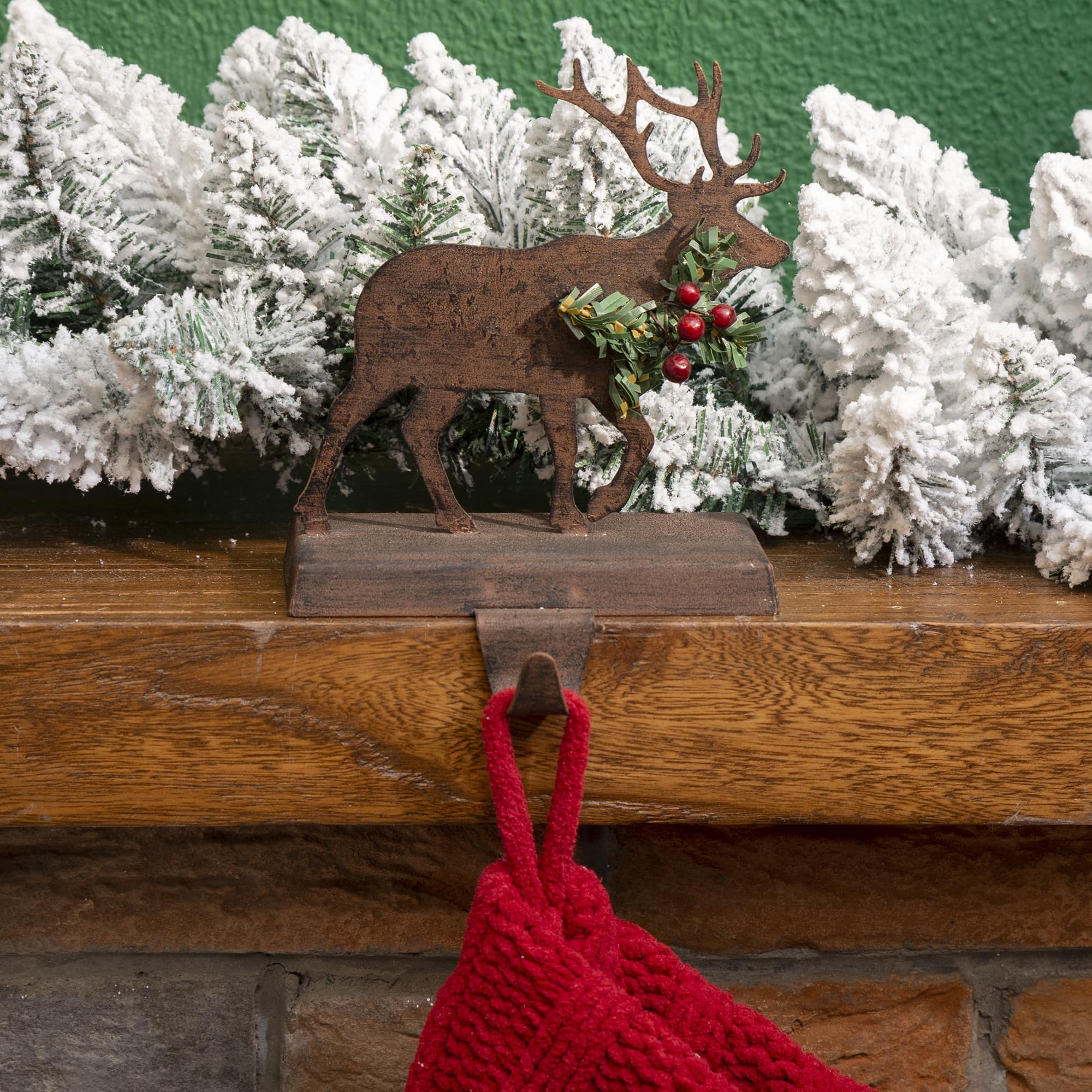 Glitzhome&#xAE; 6.5&#x22; Reindeer Stocking Holder