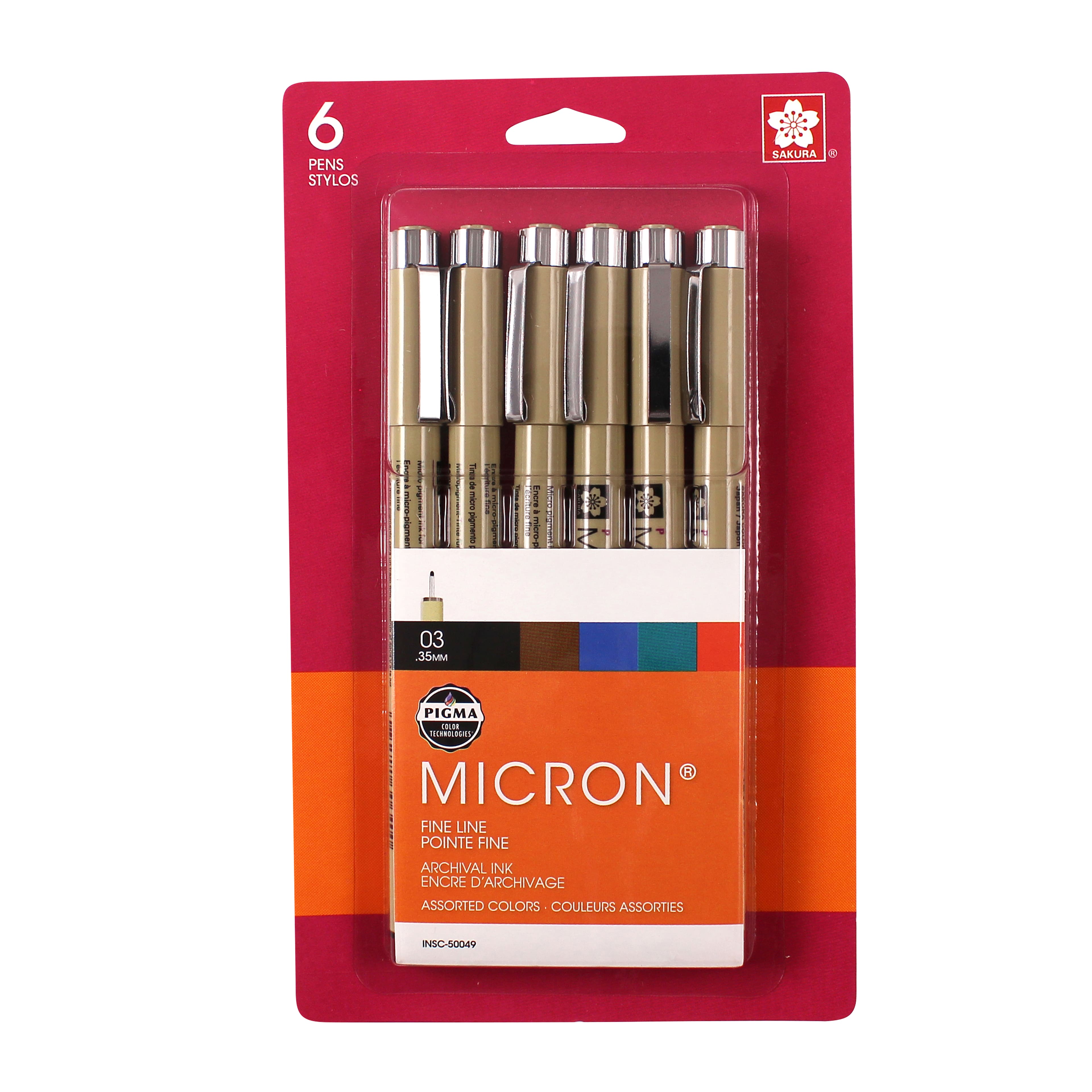 Micron&#xAE; 03 Mixed Colors Fine Line Ink Pens, 6ct.