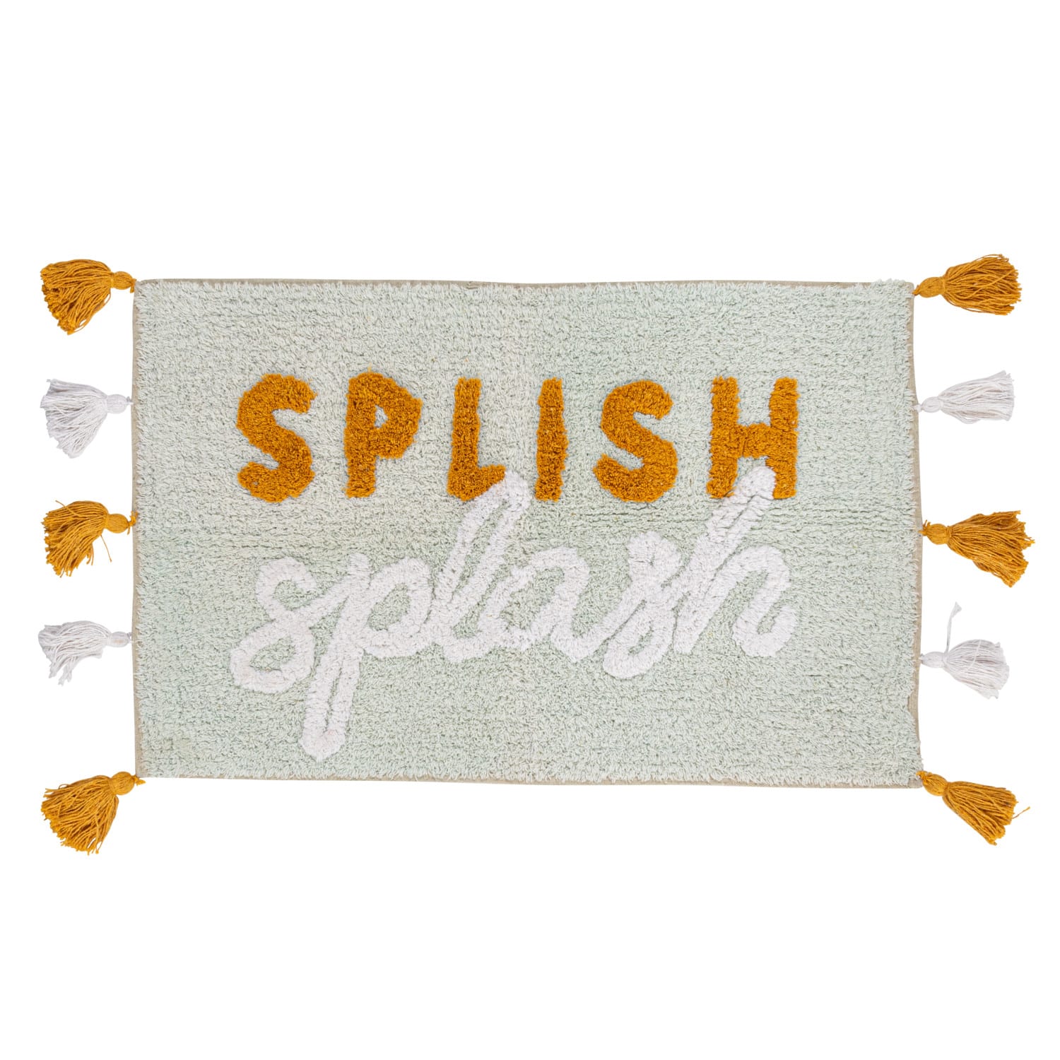 Splish Splash Embroidered Cotton Blend Bath Mat with Tassels