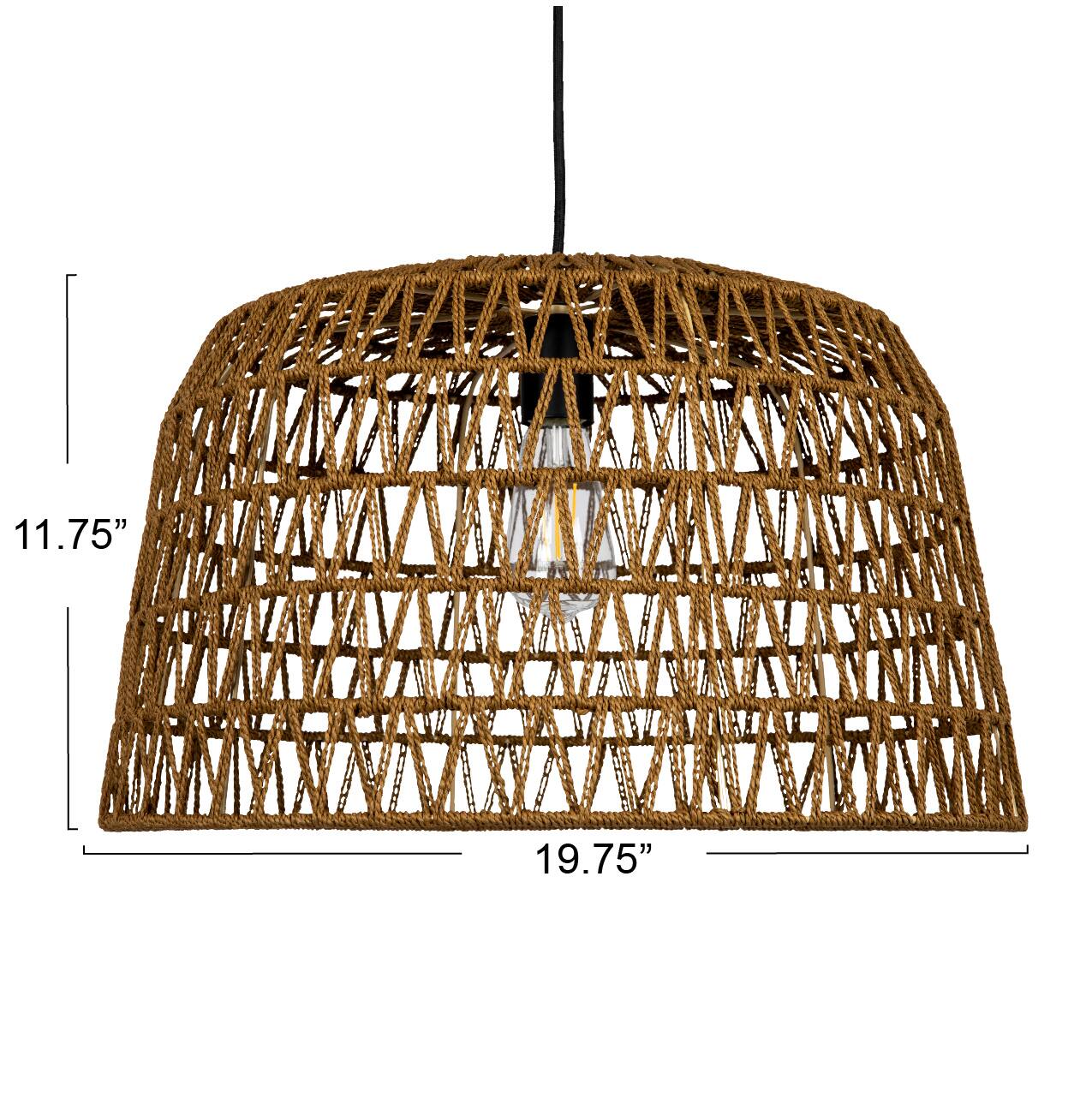 Hello Honey® 19.5" Boho Open Weave Metal and Paper Rope Ceiling Light