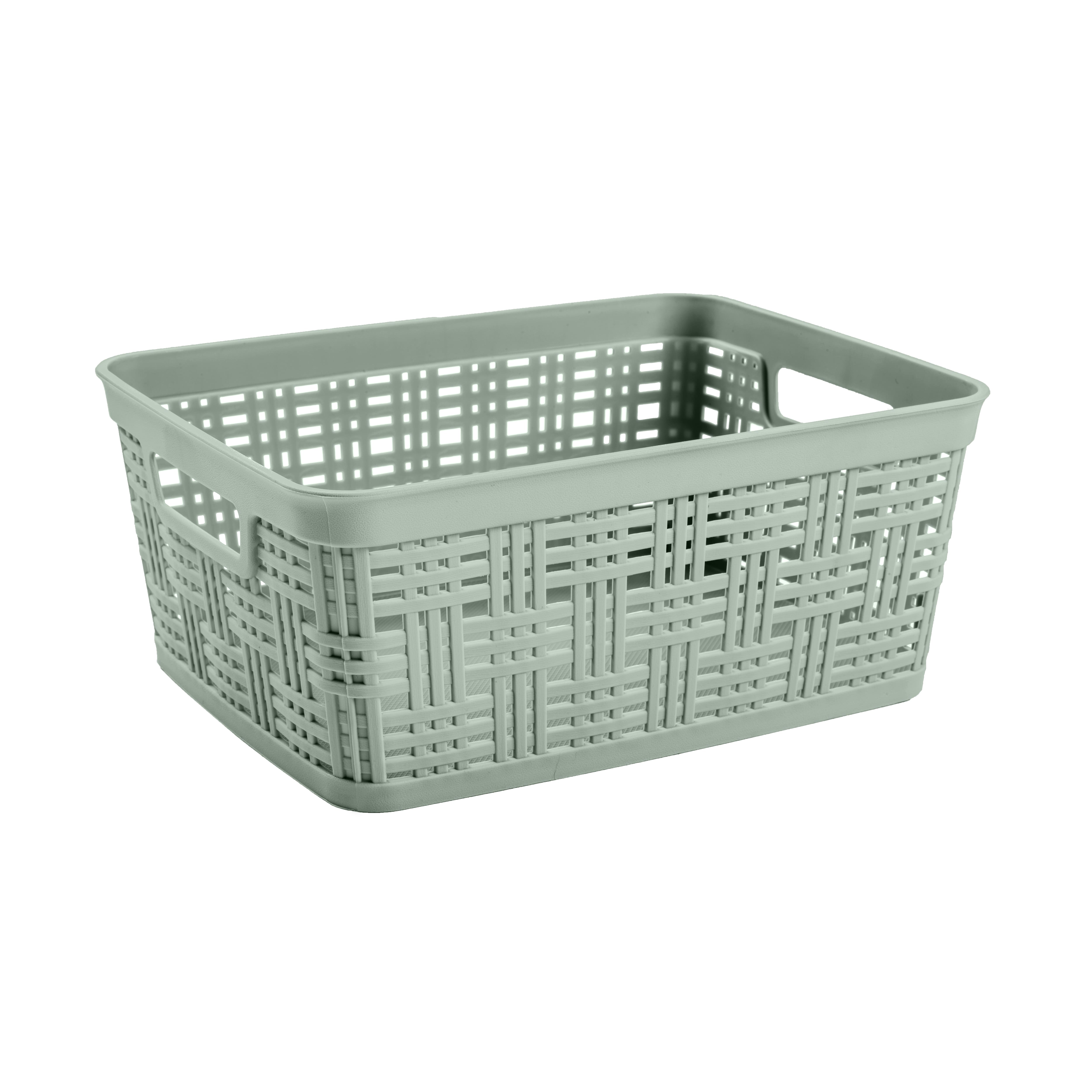 Sage Plastic Wicker Storage Basket by Simply Tidy®