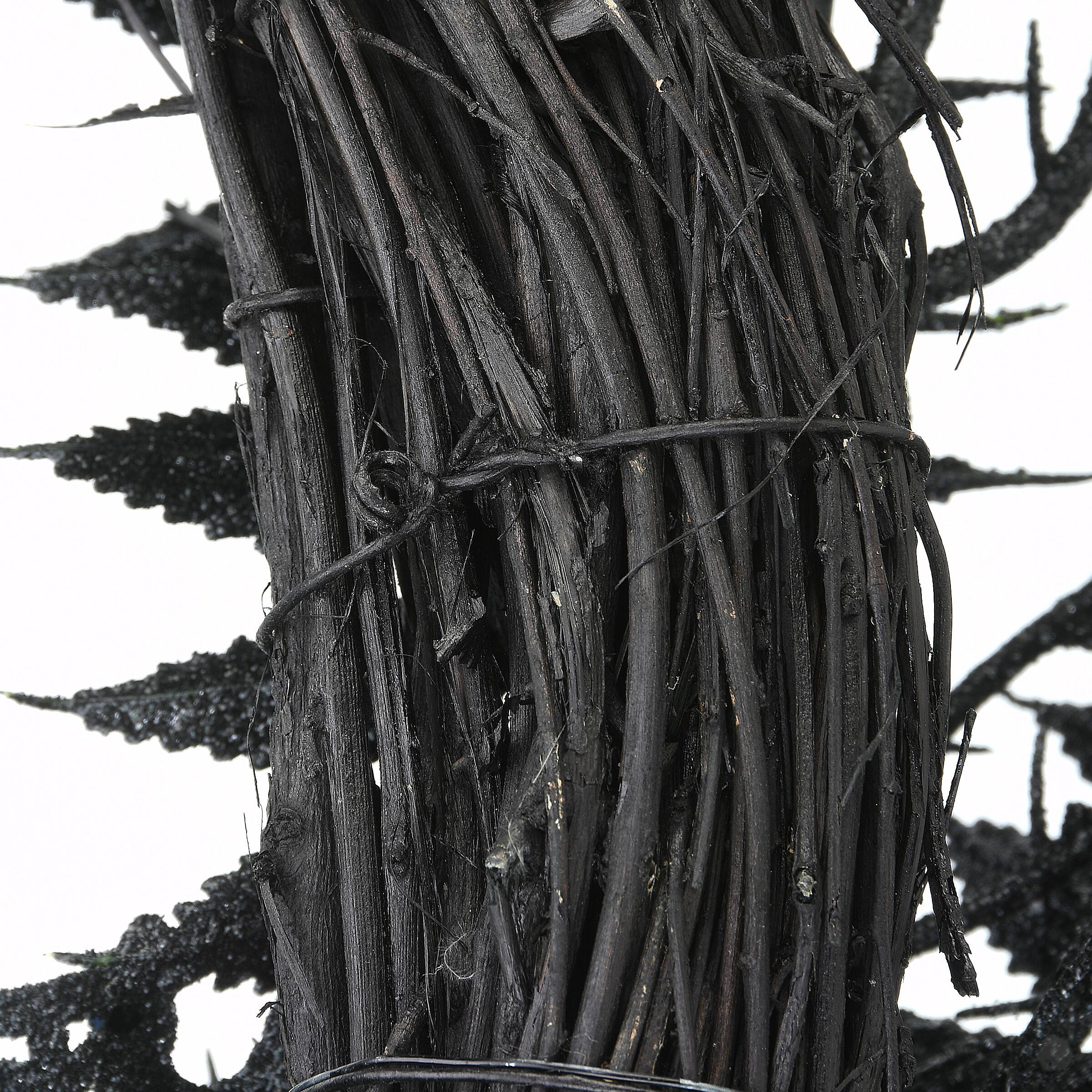 24" Halloween Black Fern & Bats Wreath