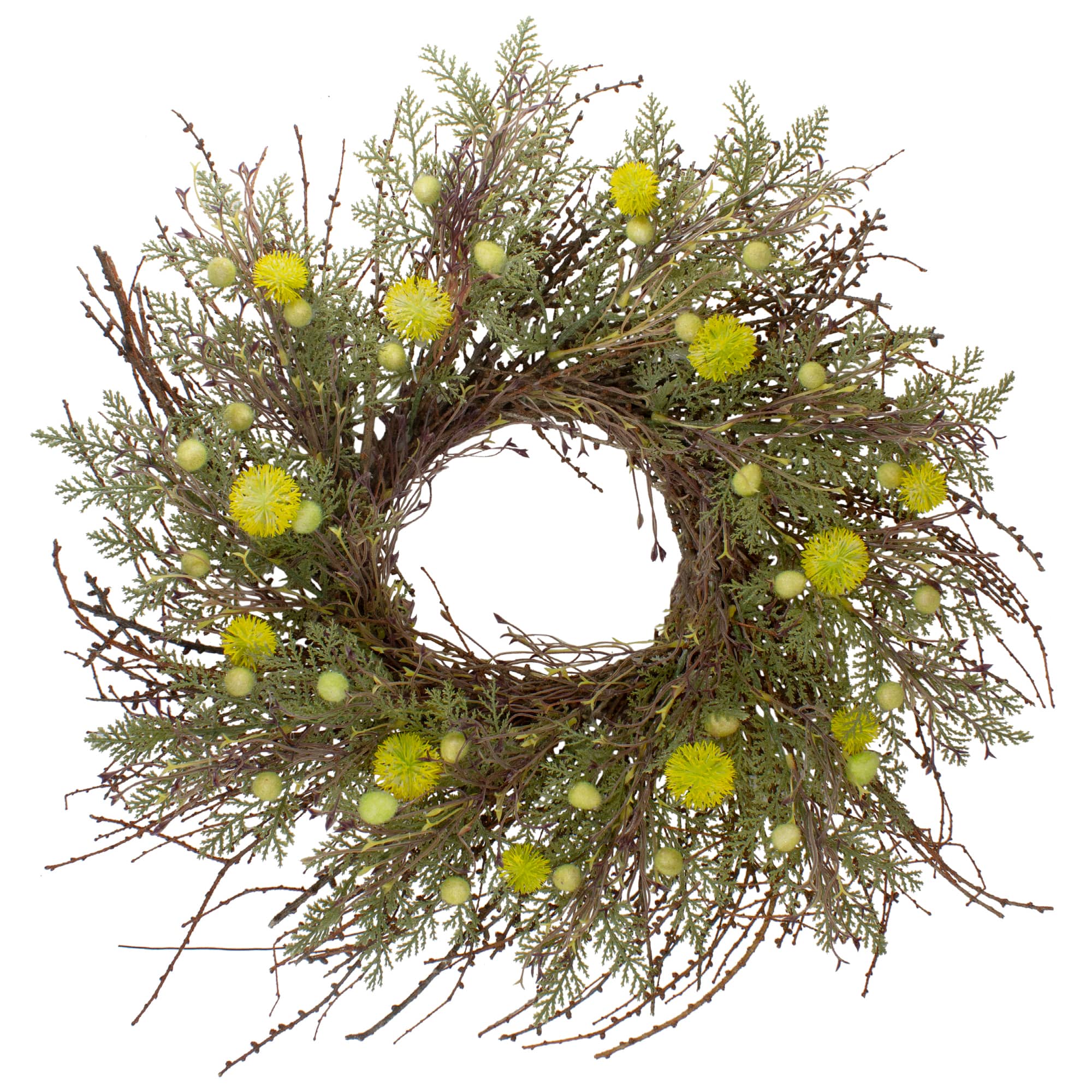 20&#x22; Burrs Catkins Leaves &#x26; Twig Wreath