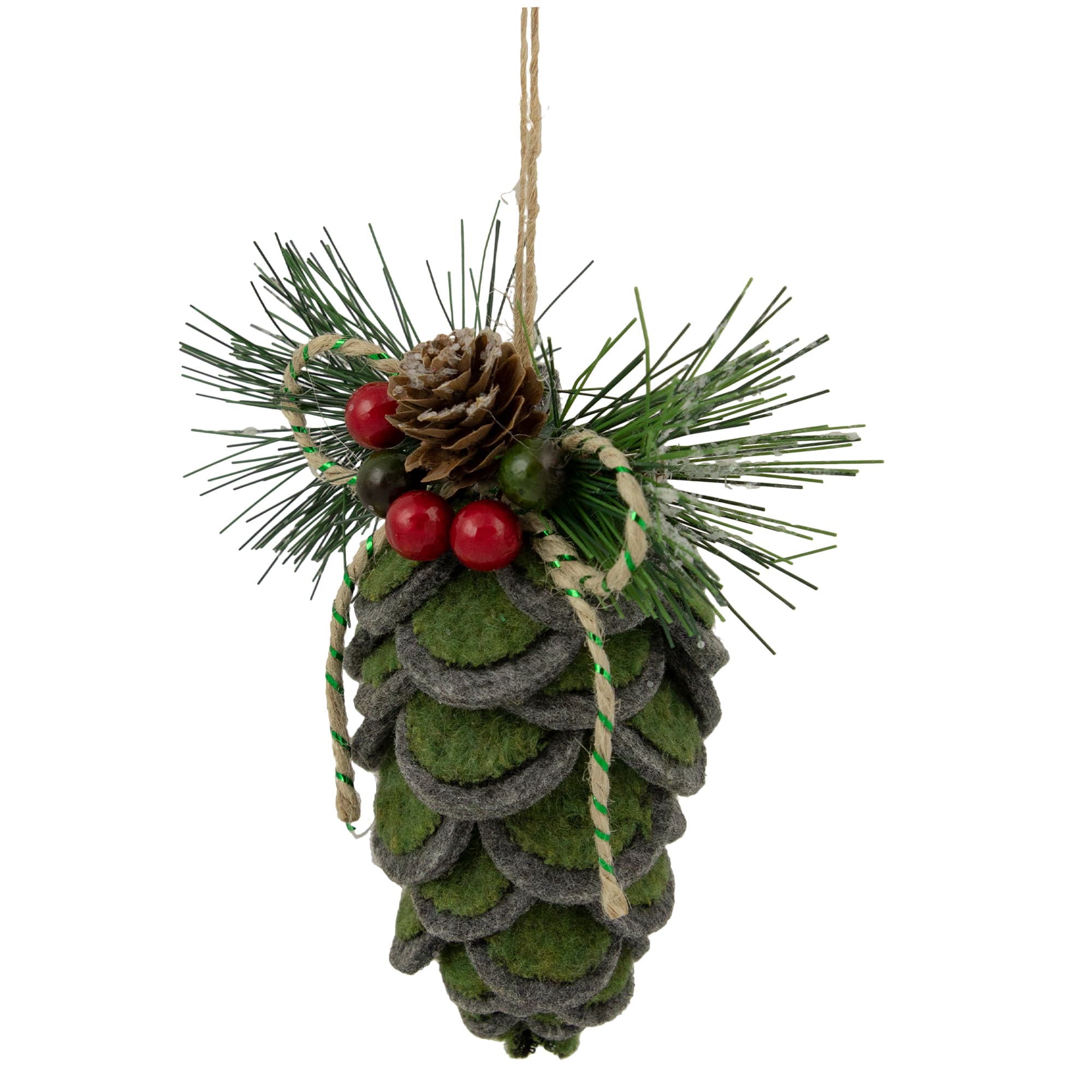 6&#x22; Pinecone Fabric Christmas Ornament