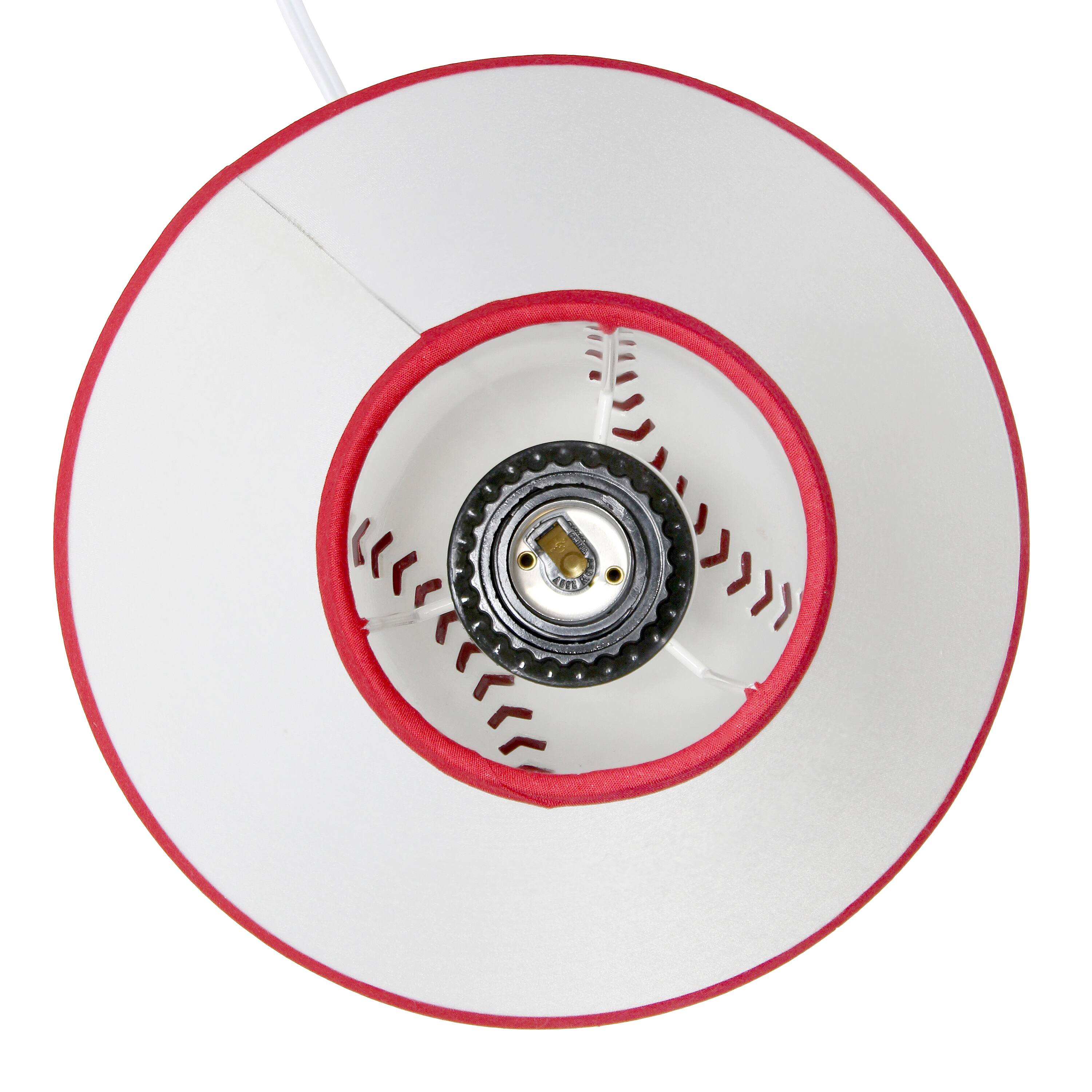 Simple Designs&#x2122; 11.5&#x22; Baseball Base Table Lamp and White Shade Red Trim