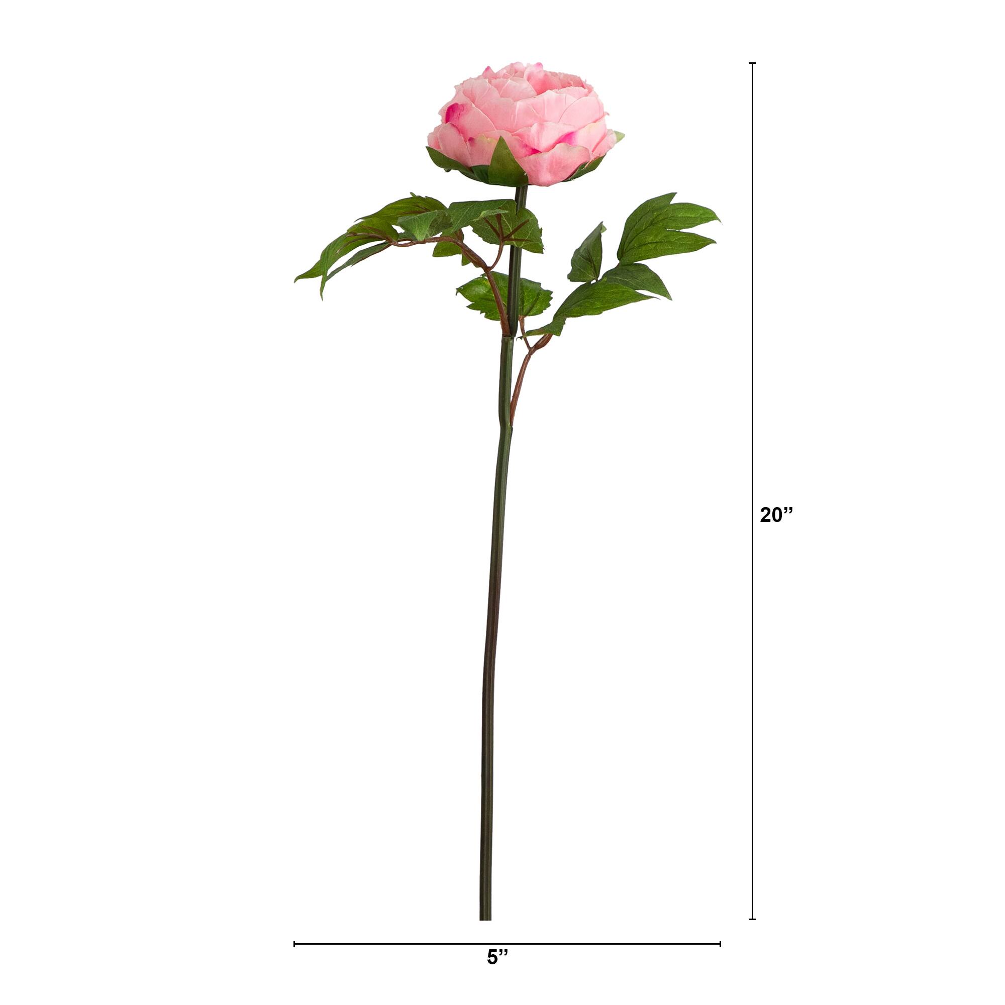 20&#x22; Pink Peony Flower Stems, 3ct.