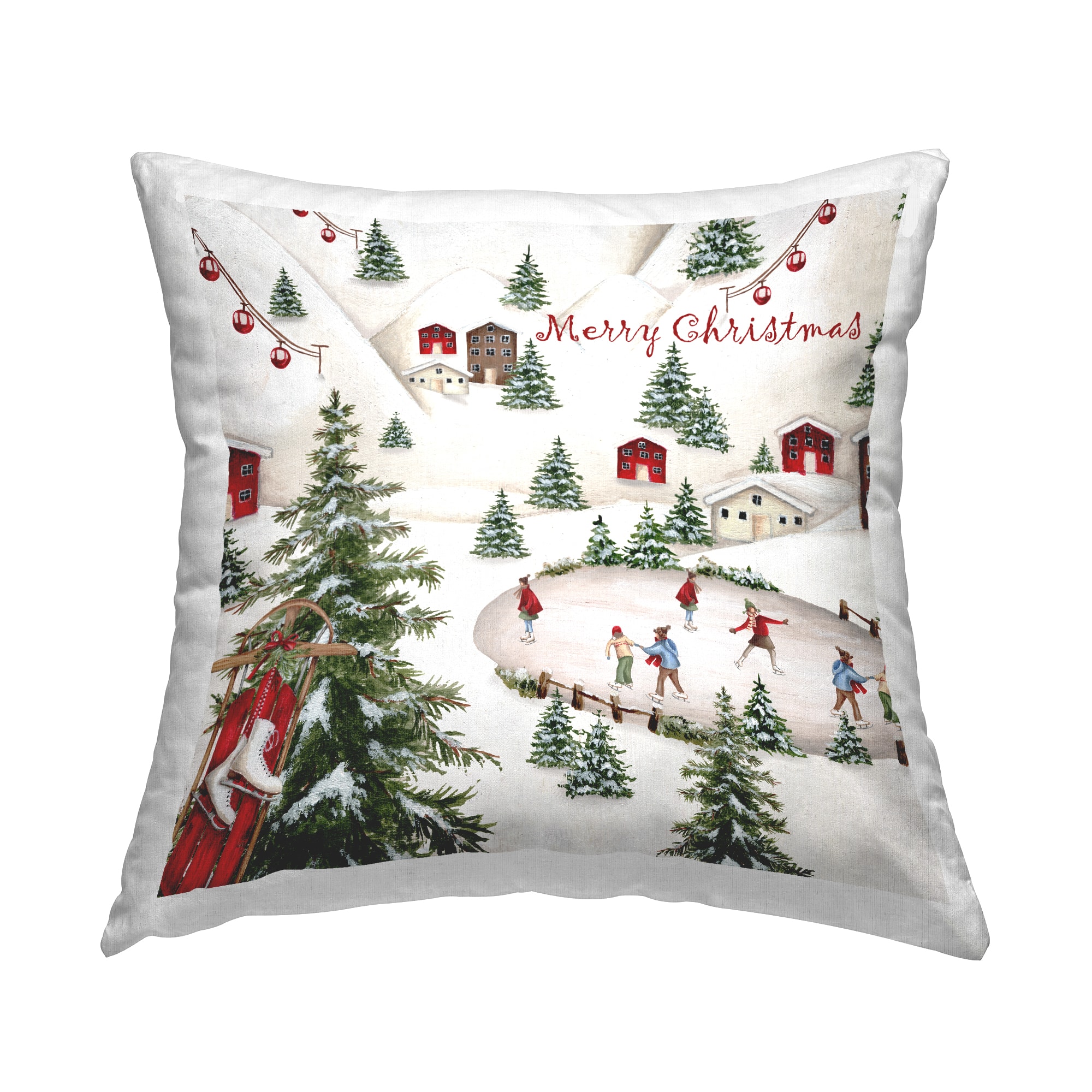 Stupell Industries Merry Christmas Winter Skating Throw Pillow
