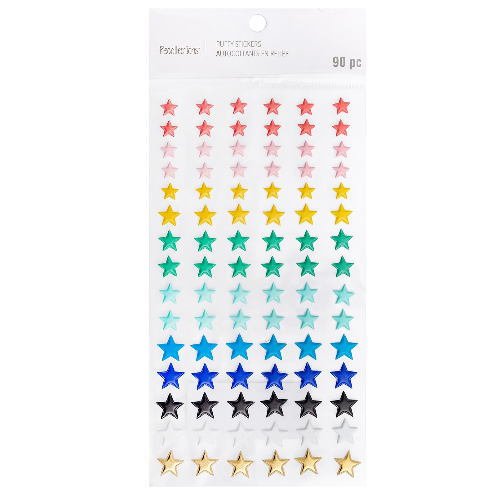 12 Packs: 90 ct. (1,080 total) Puffy Rainbow Star Stickers by Recollections™