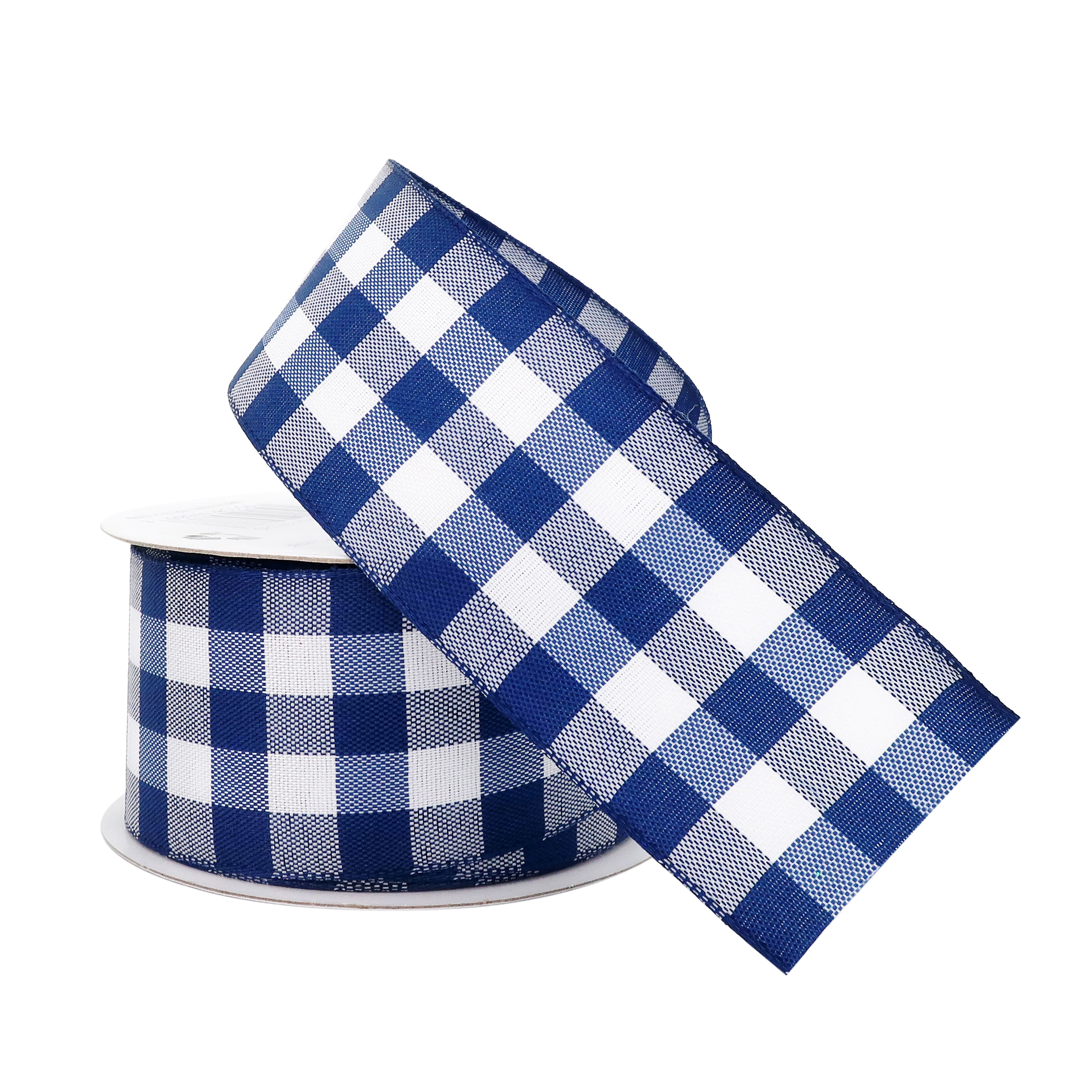 Blue and White Gingham Ribbon