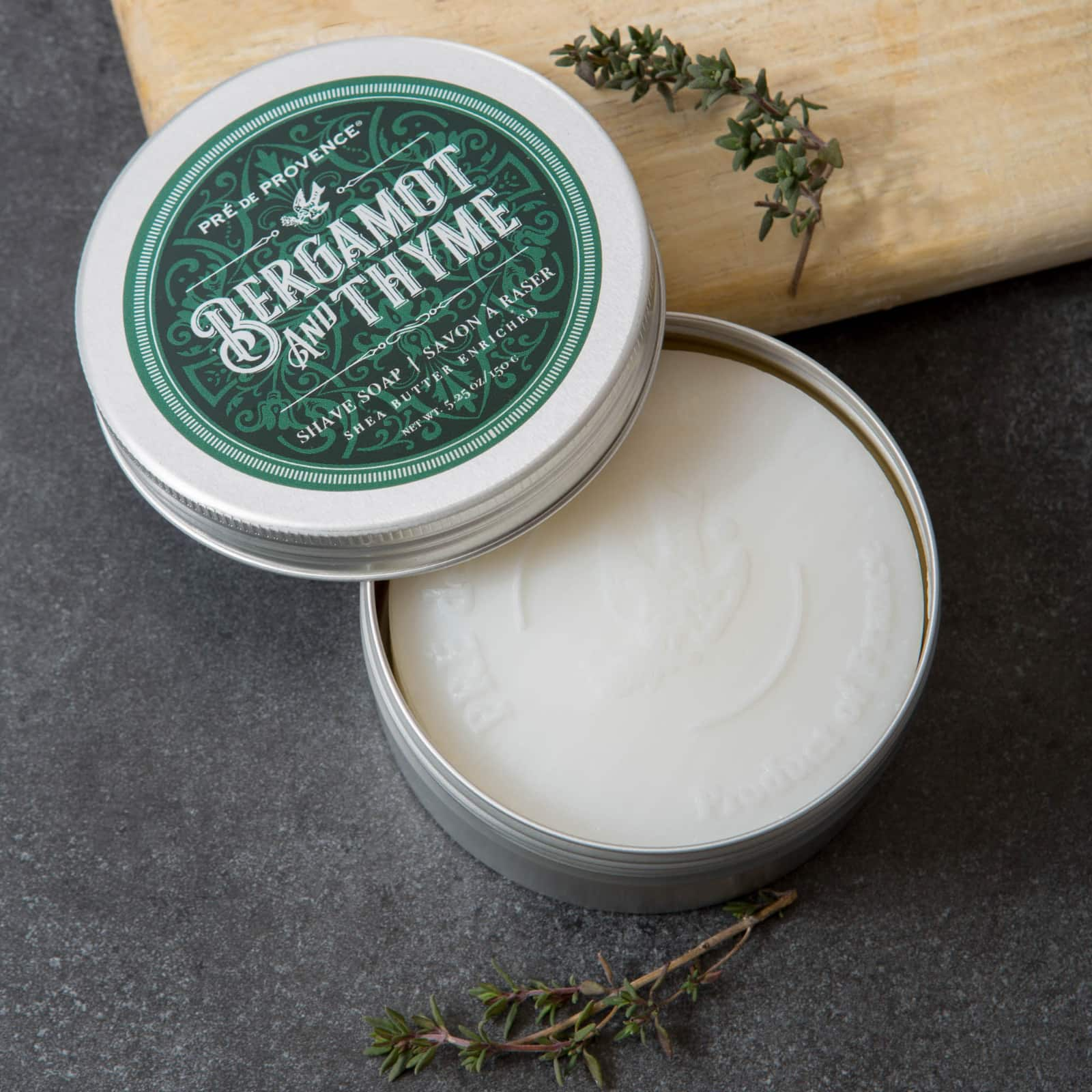 European Soaps Bergamot &#x26; Thyme Shave Soap in Tin, 150g