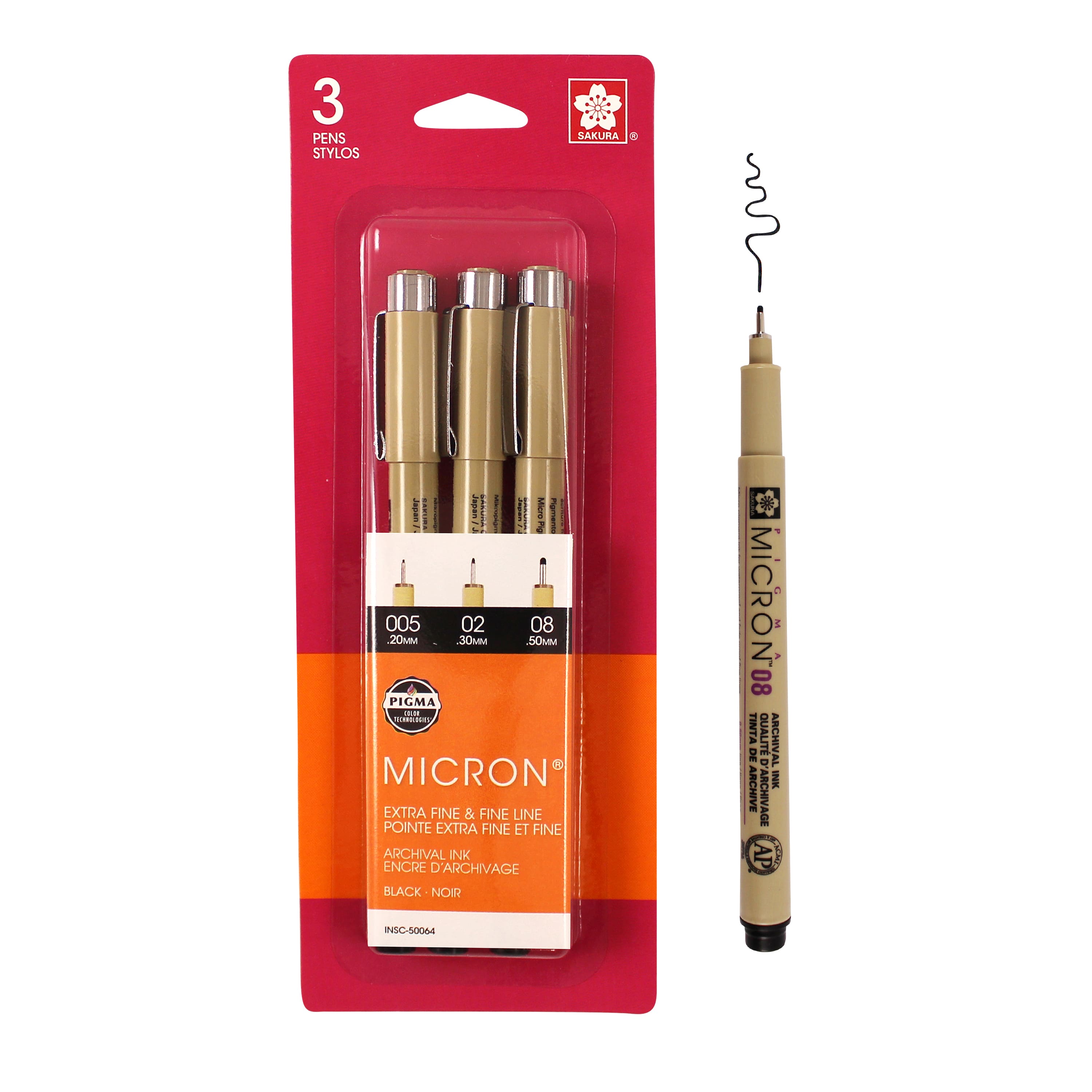 Pigma® Micron™ Fine Line Black 3 Piece Pen Set