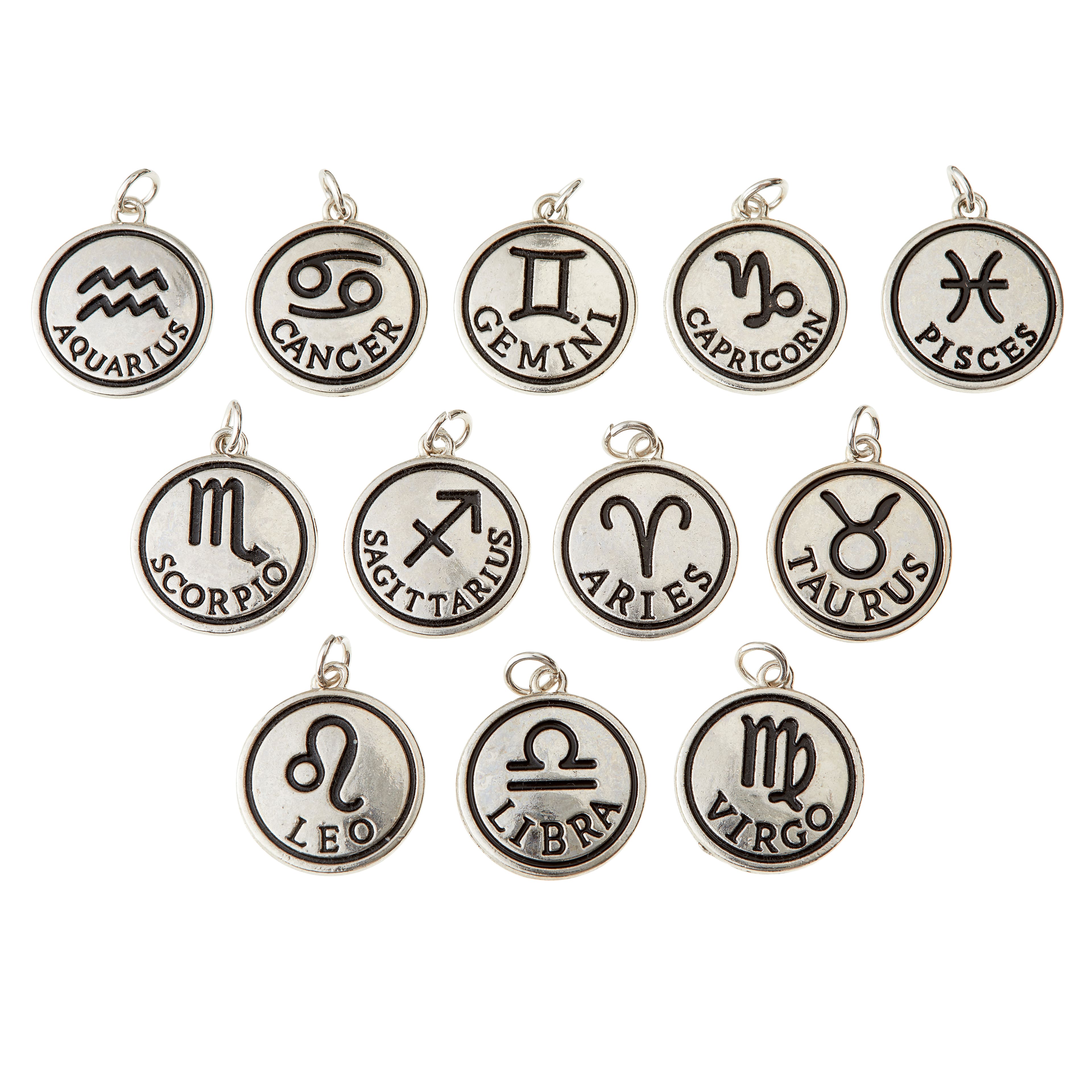 12 Packs: 12 ct. (144 total) Rhodium-Colored Zodiac Charms by Bead Landing™