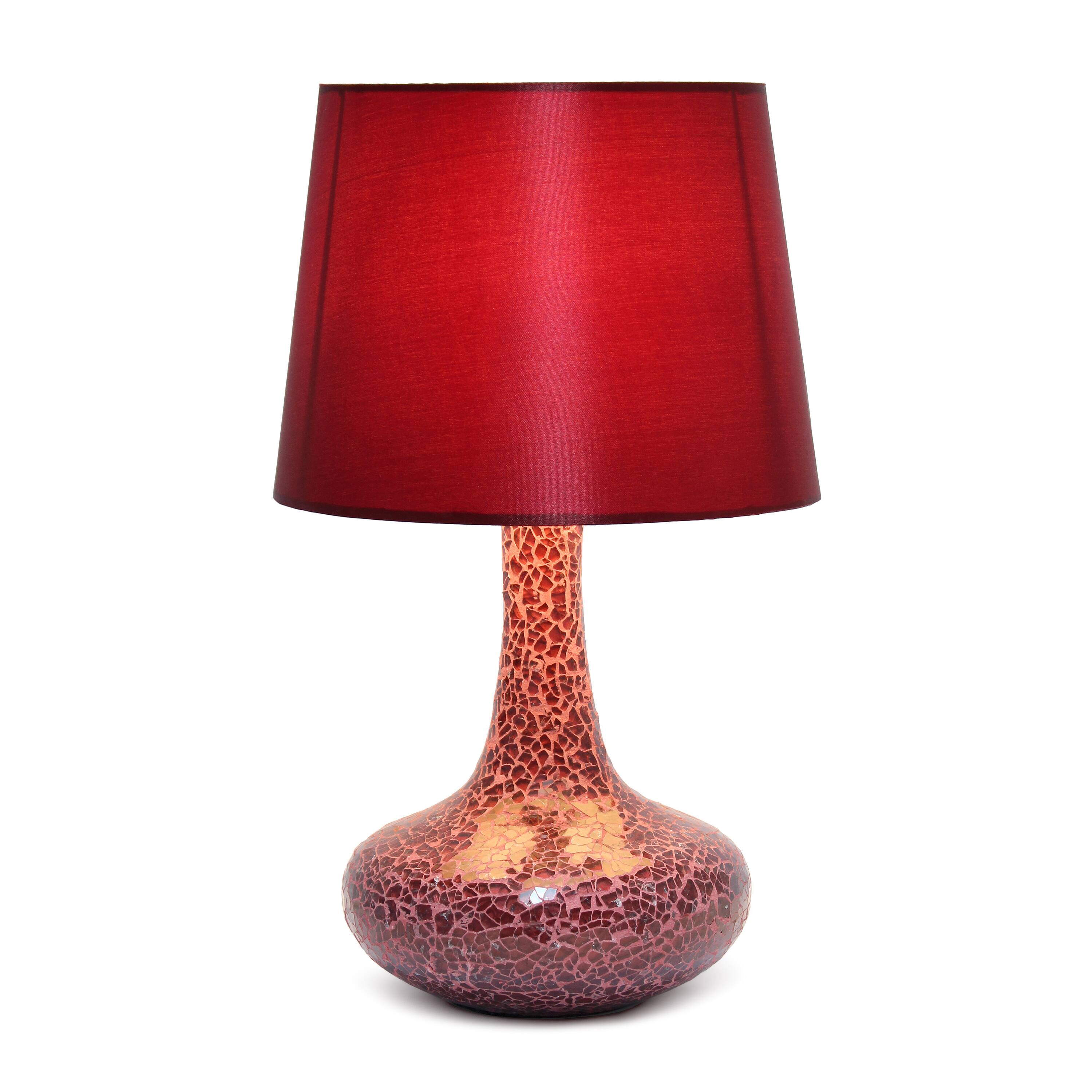 Simple Designs 14&#x22; Mosaic Glass Genie Table Lamp with Fabric Shade