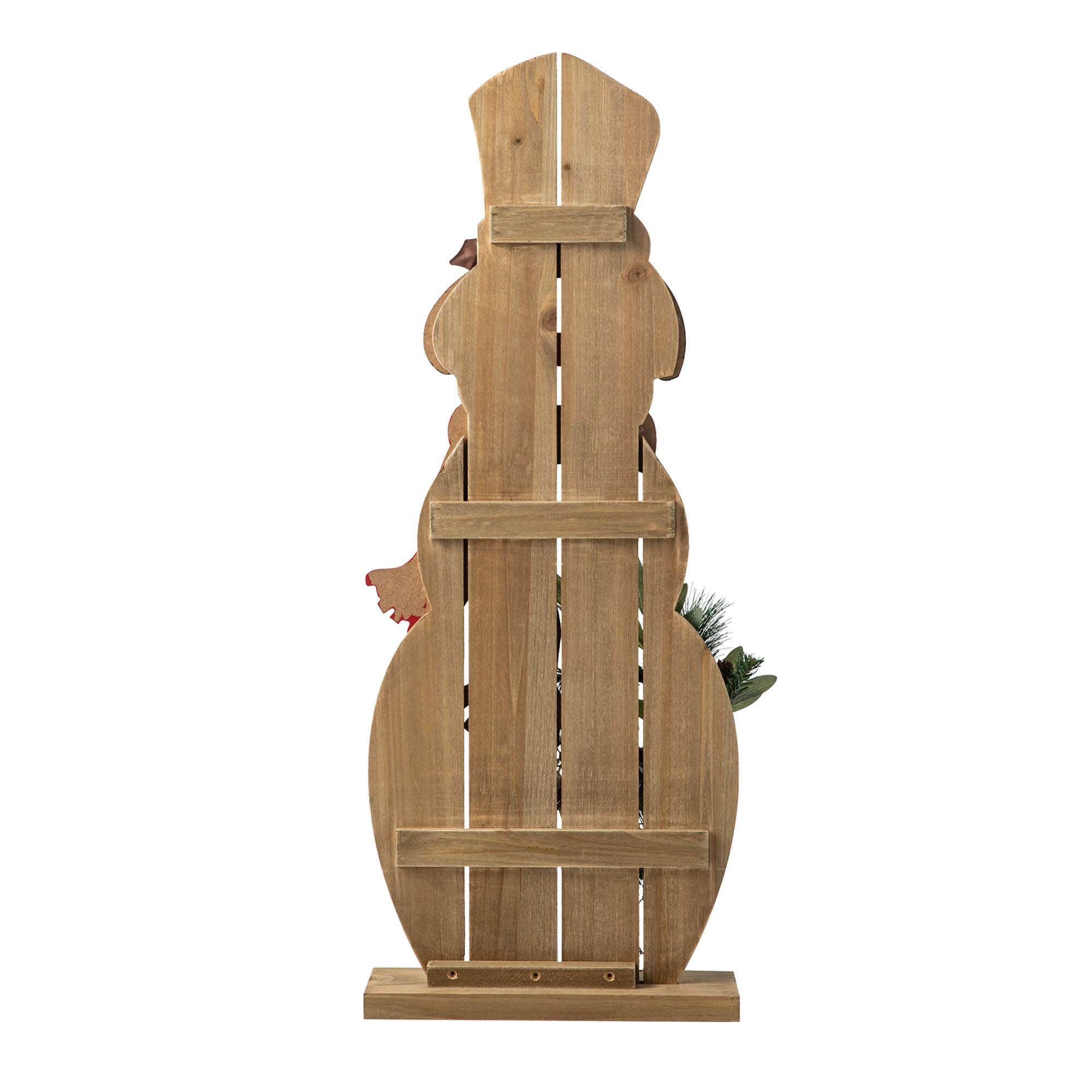 Glitzhome&#xAE; 36&#x22; Christmas Snowman with Floral Wreath Porch D&#xE9;cor