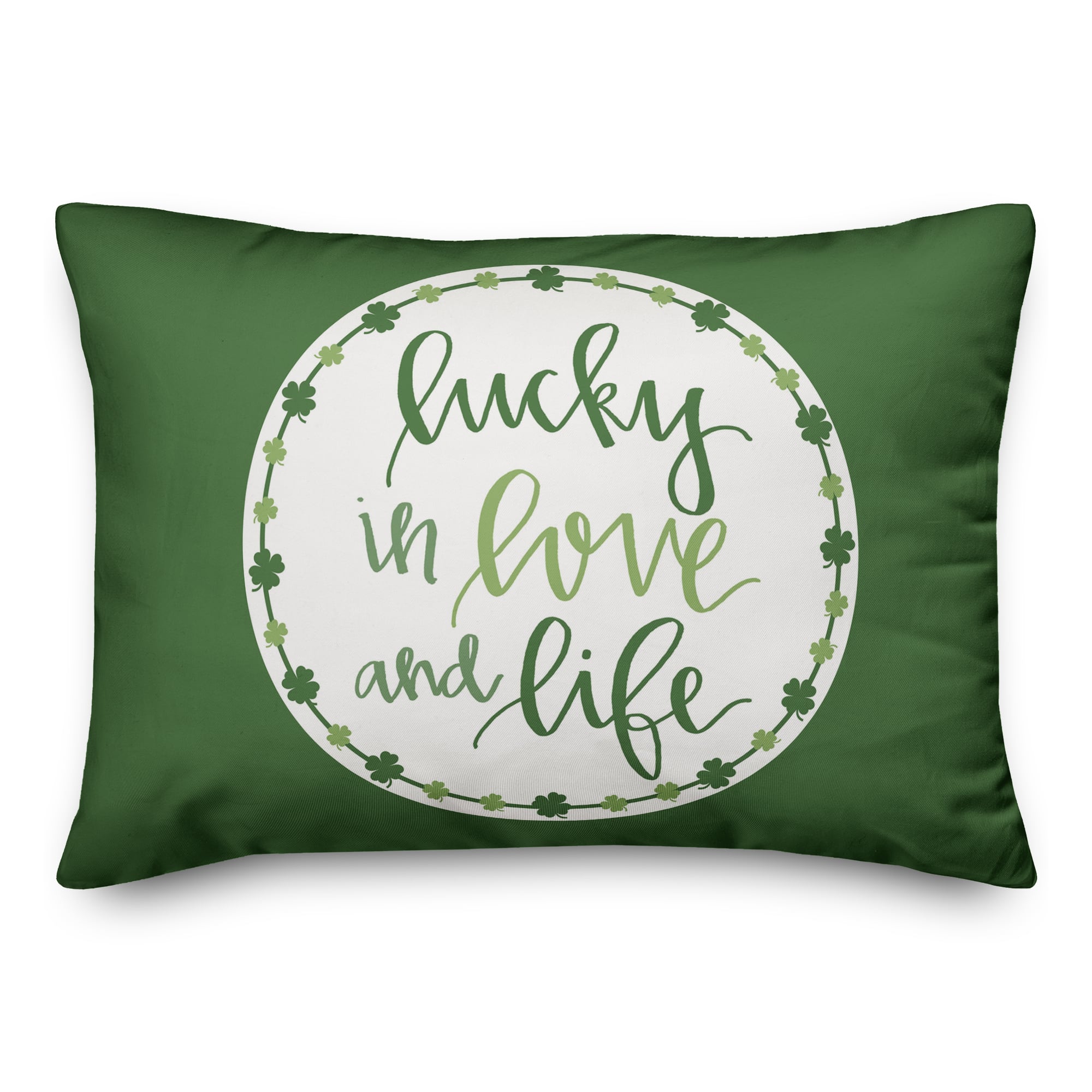 Luck Love Life Clover 14" x 20" Throw Pillow