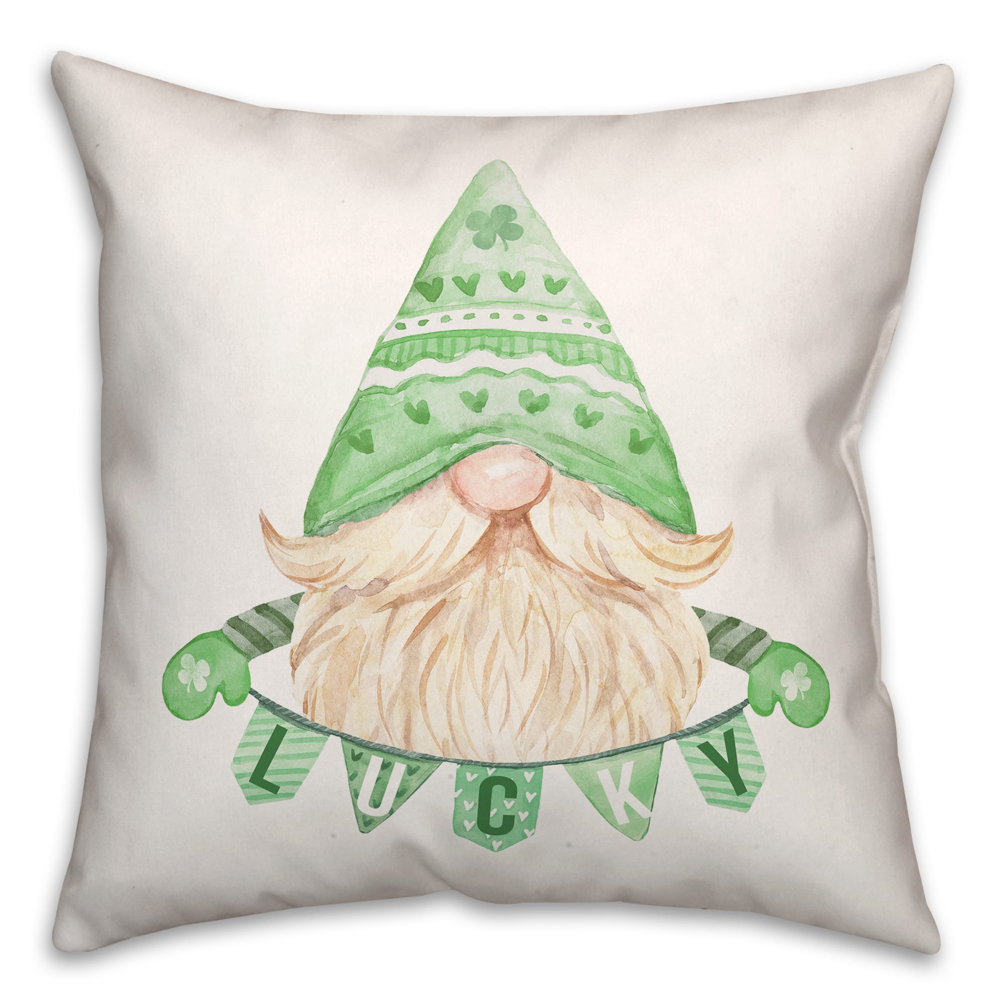Lucky Leprechaun Banner Pillow 18&#x22; x 18&#x22; Throw Pillow
