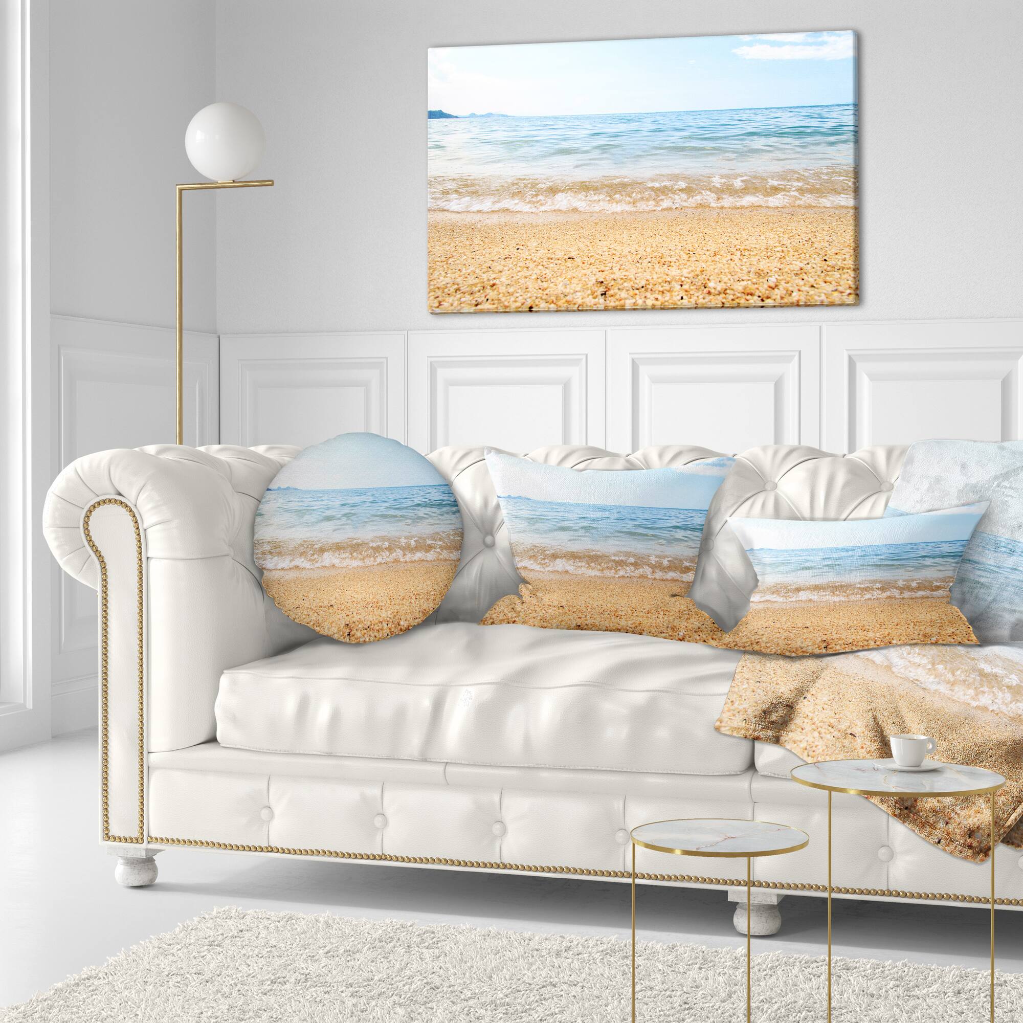 Designart - Blue Seashore with Pebble Stones - Modern Seascape Canvas Artwork