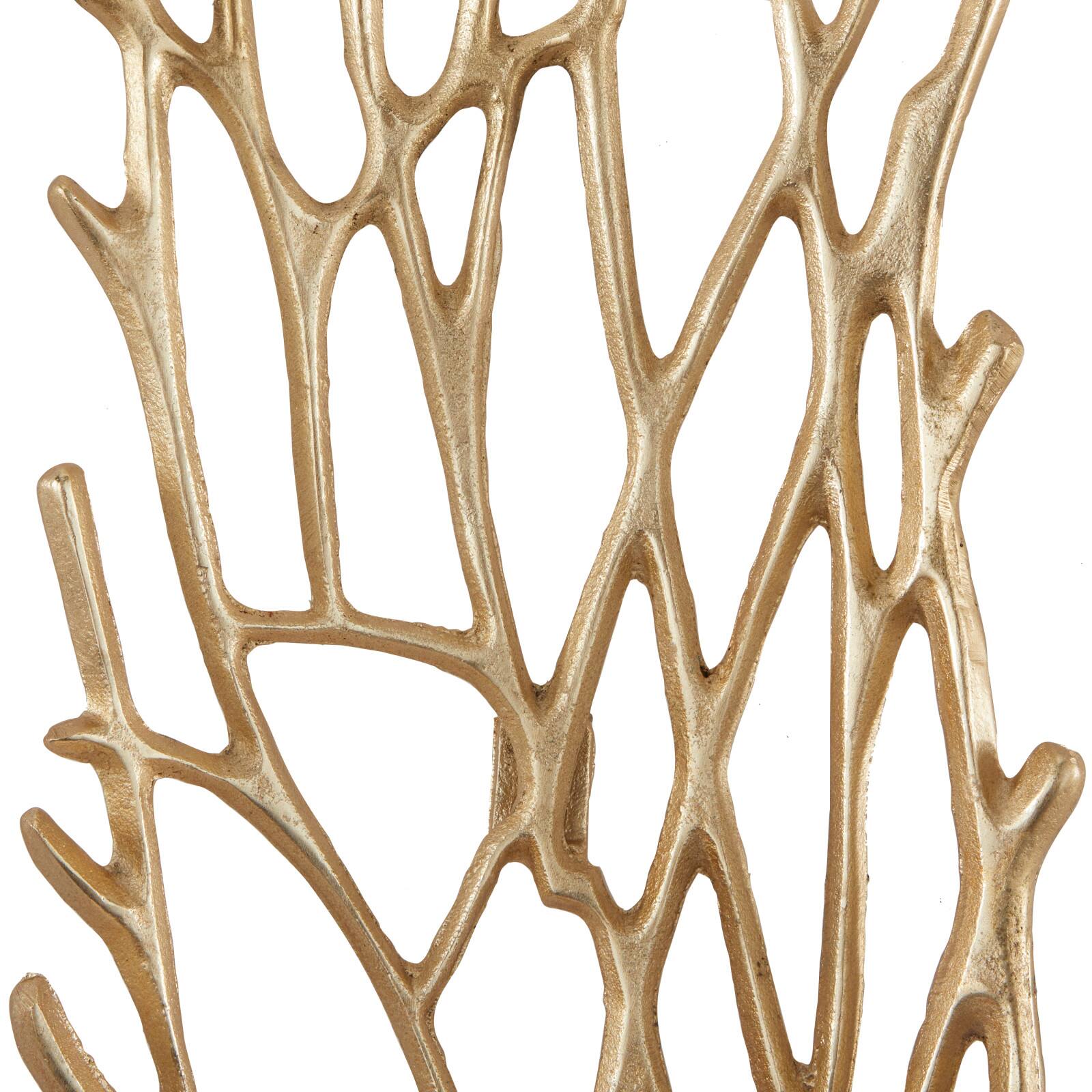 Gold Aluminum Inspired Coral Wall Decor Set of 2 11&#x22;, 33&#x22;