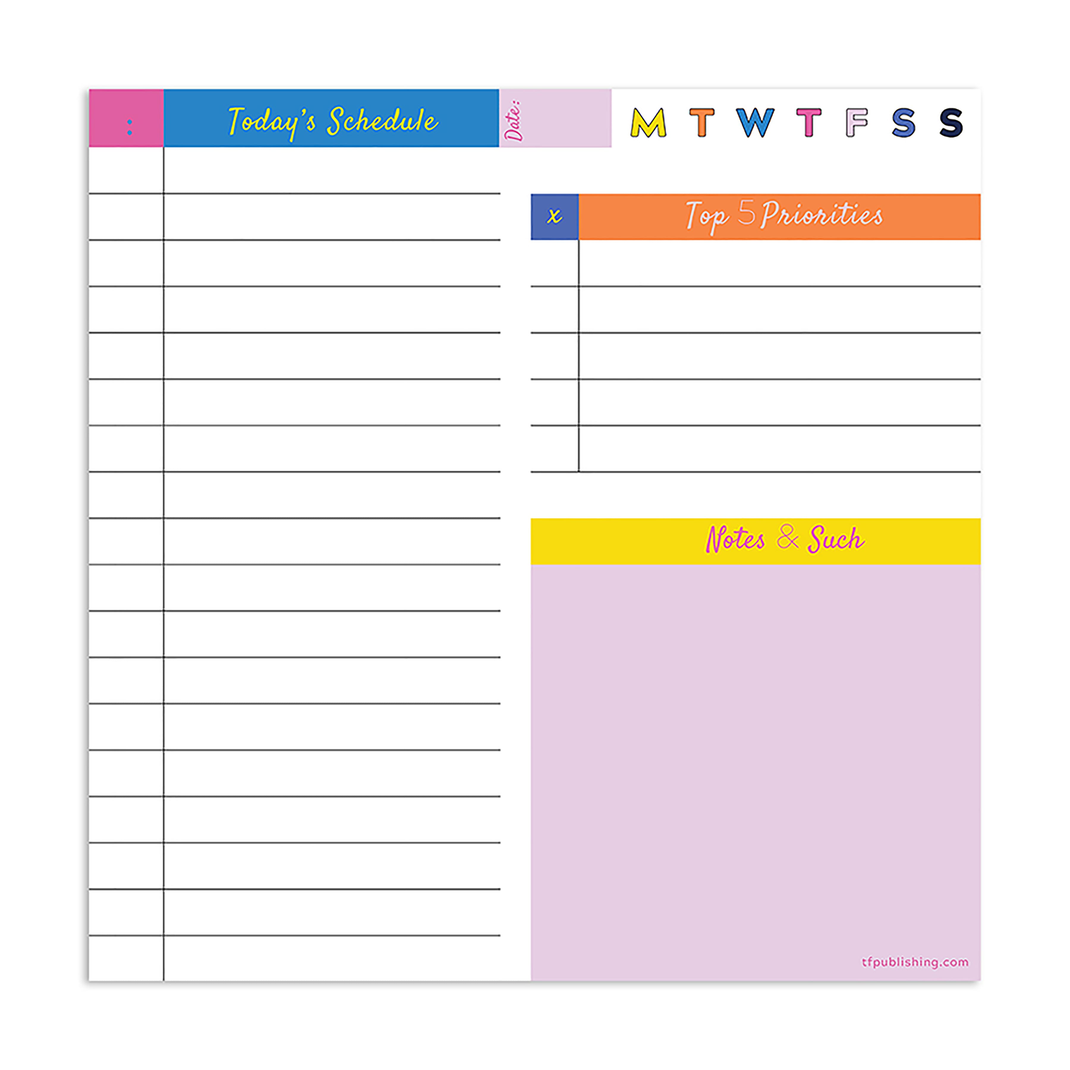 TF Publishing Undated Rainbow Daily Note Block for Productivity &#x26; Lists Desktop