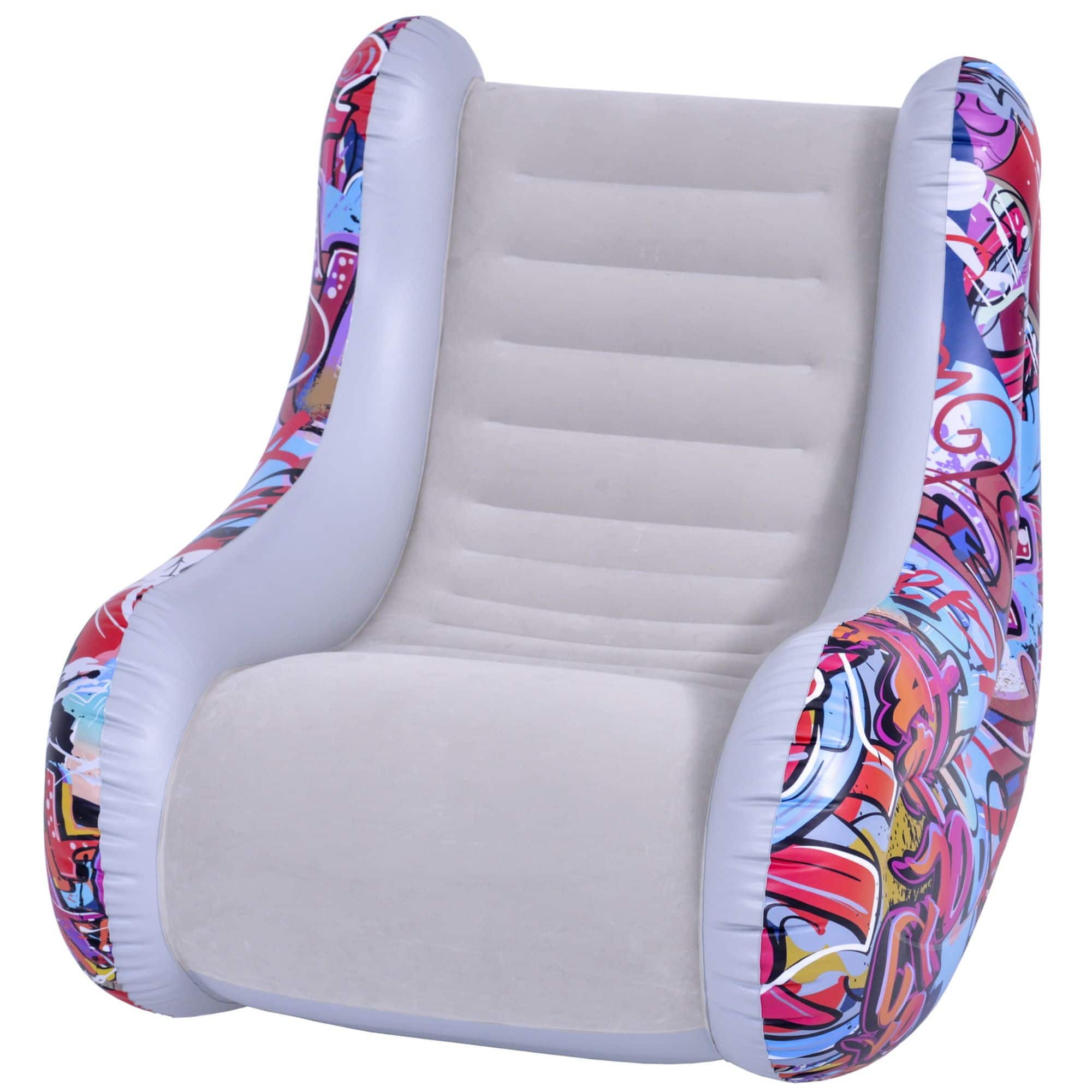 37" Graffiti Design Flocked Inflatable Lounge Chair