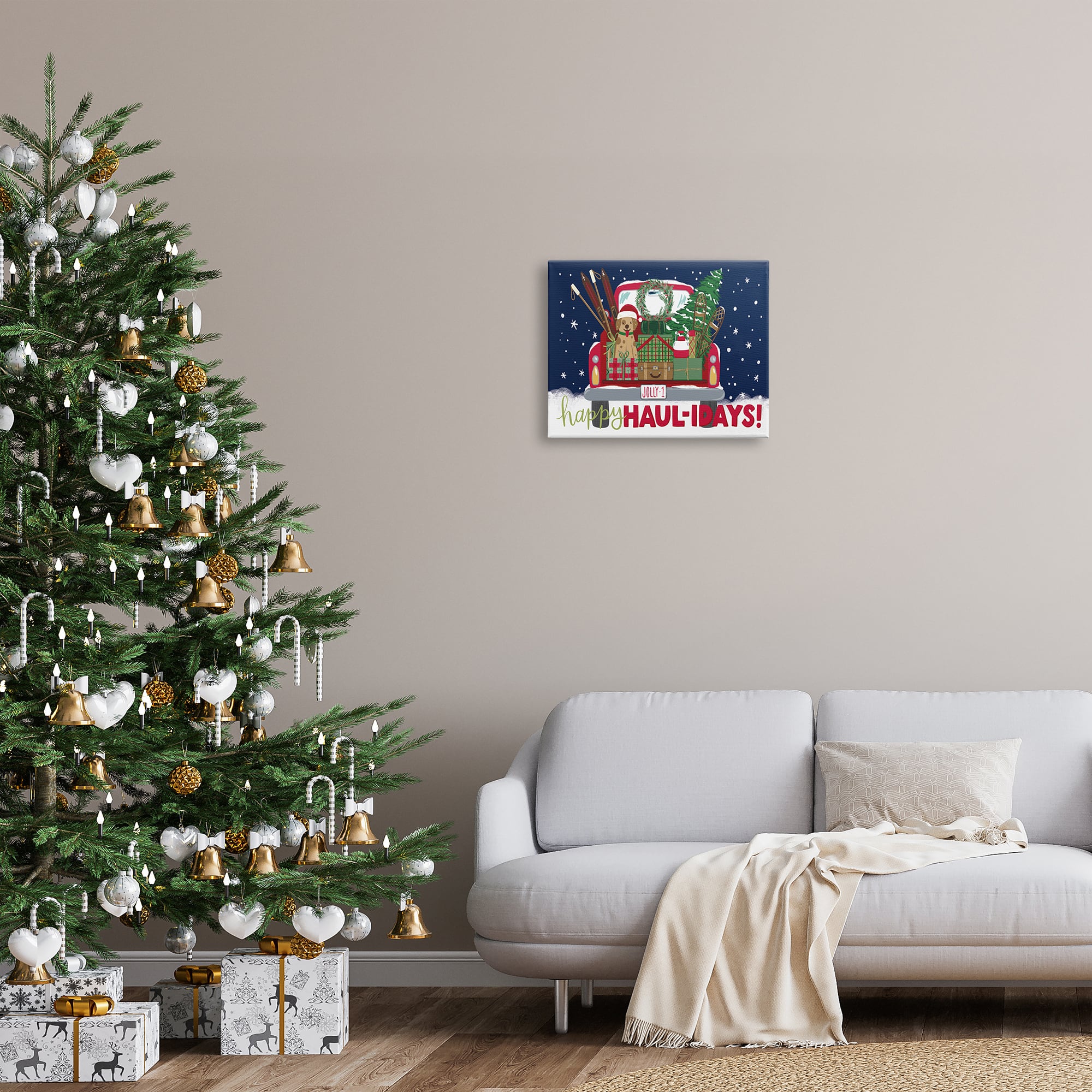Stupell Industries Happy Haul-idays Christmas Gift Truck Canvas Wall Art