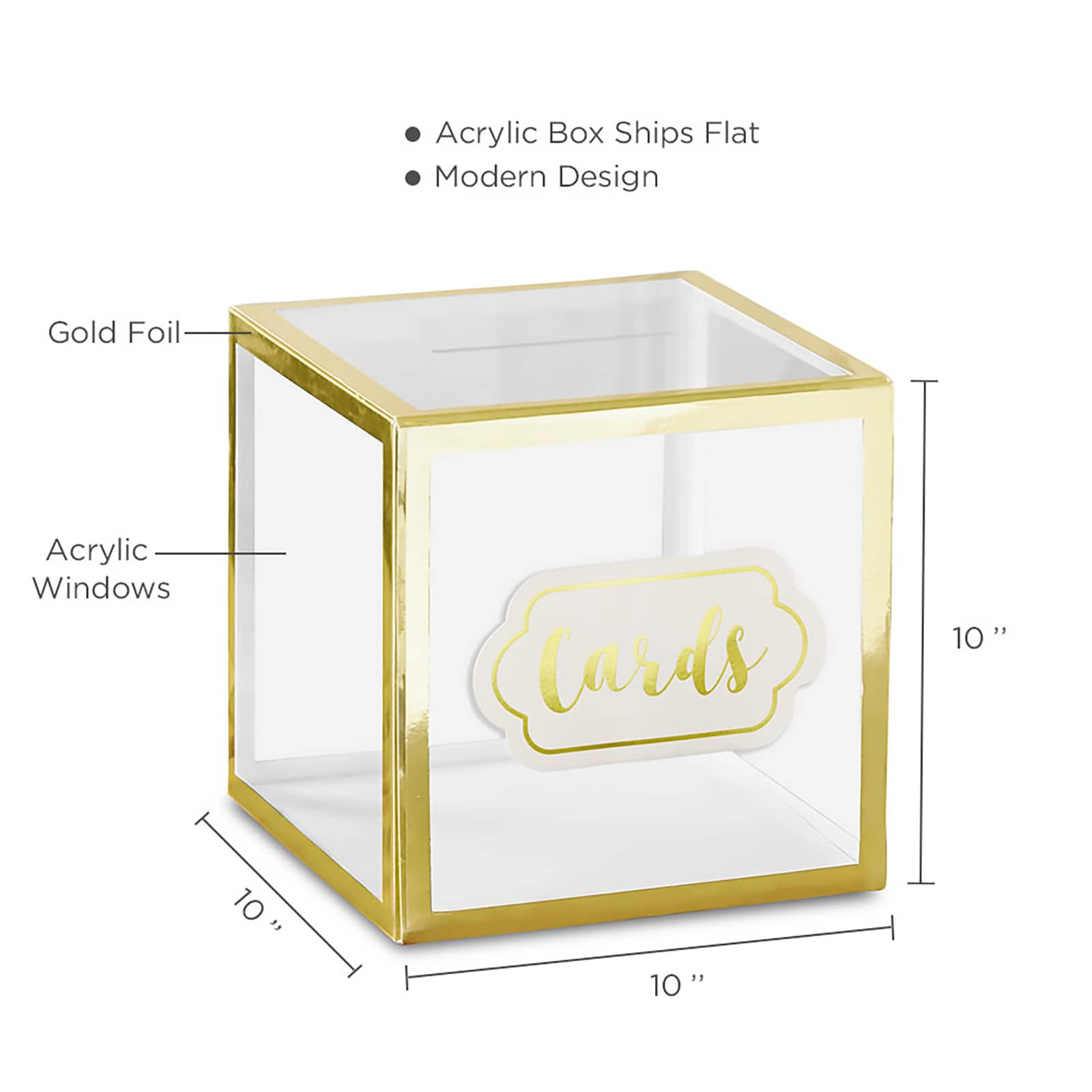 Kate Aspen&#xAE; Gold Frame Acrylic Collapsible Card Box