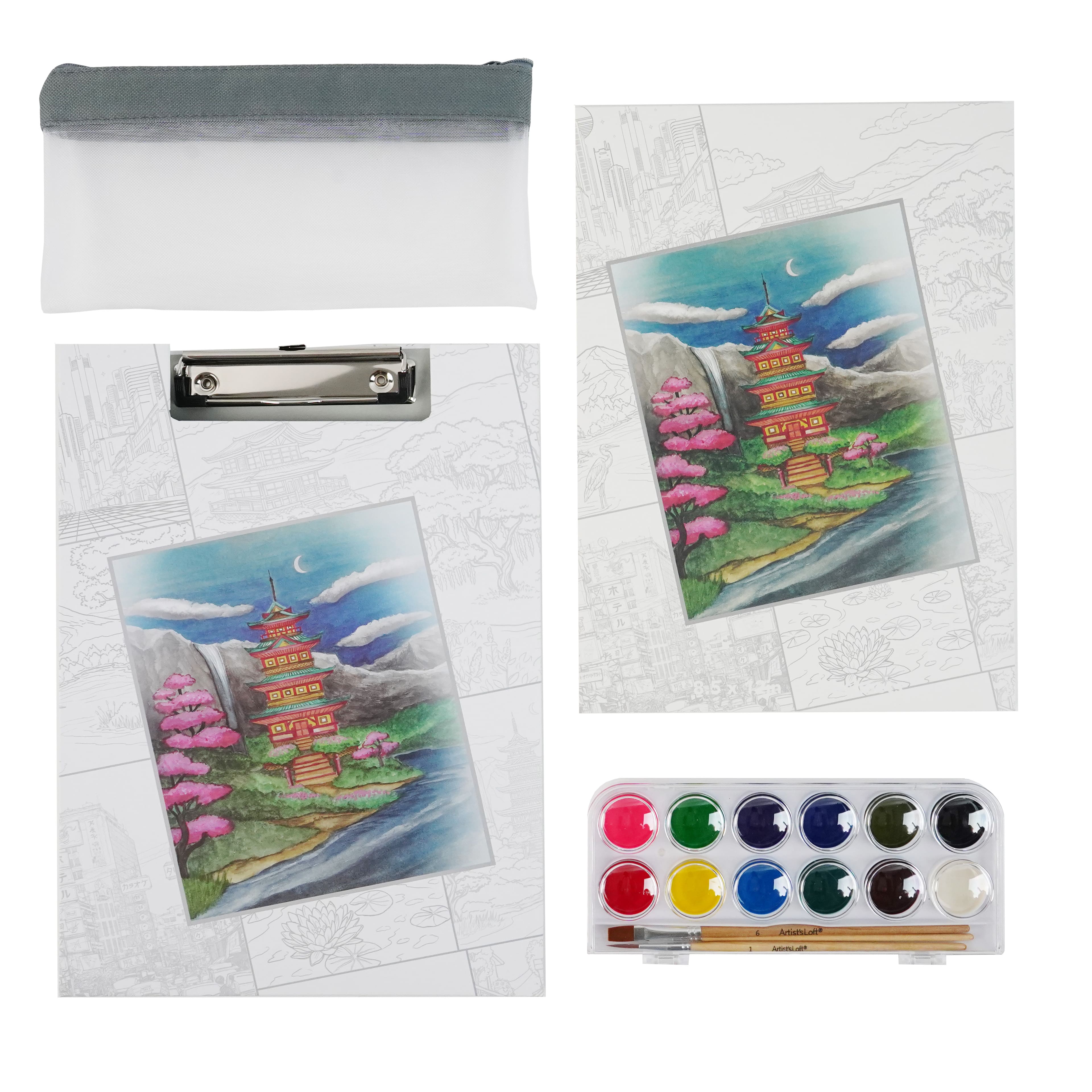 Manga Landscapes Watercolour Painting Book Kit by Artist&#x27;s Loft&#xAE;