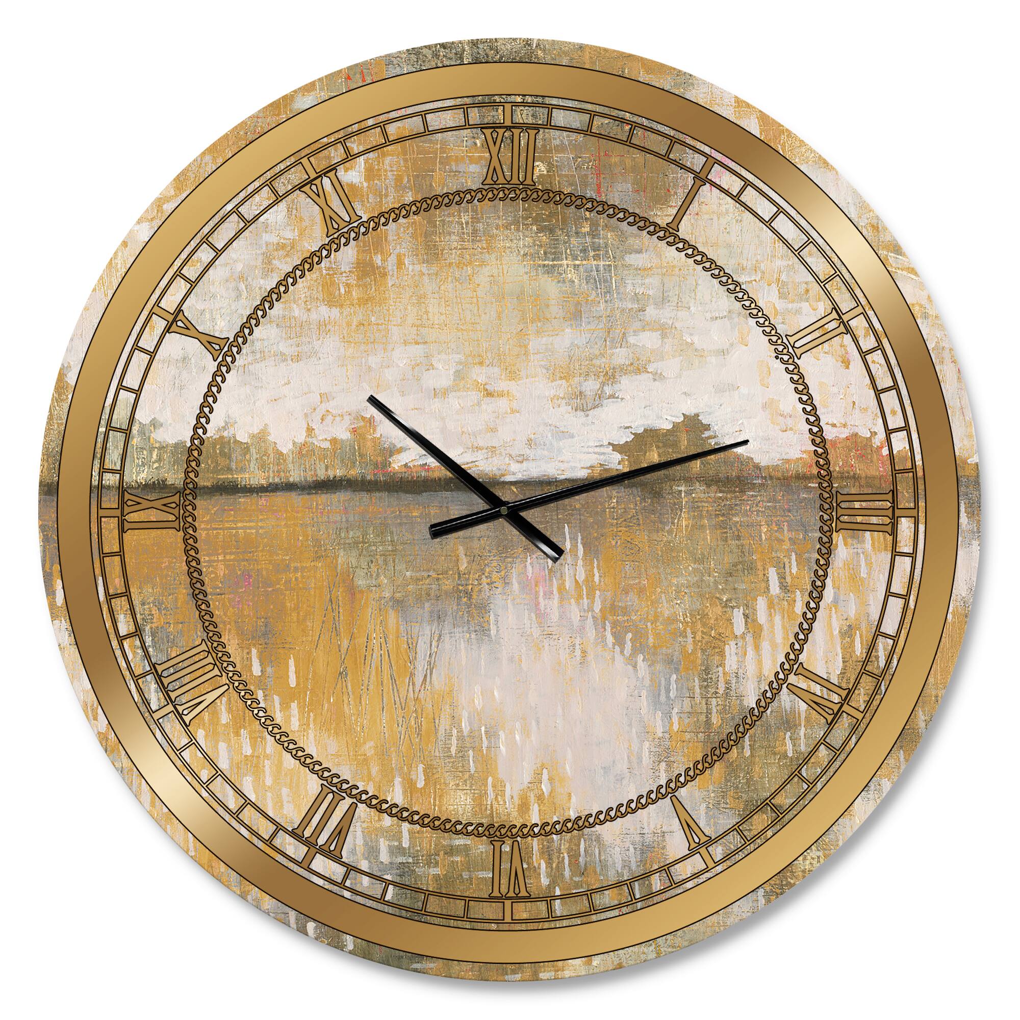 Designart Cream & Brown Curious Sky Glam Wall Clock