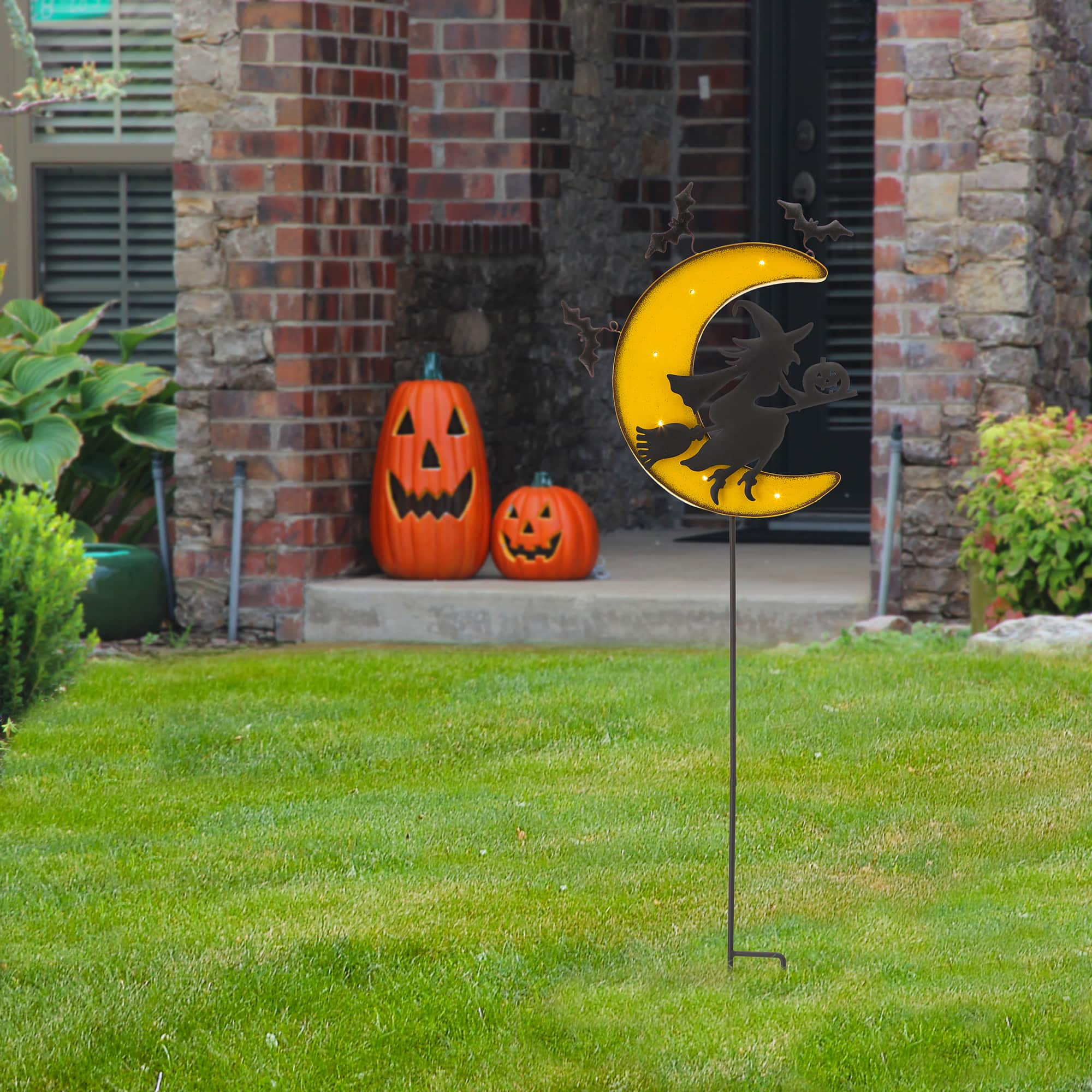 Glitzhome® 45" Lighted Metal Halloween Moon Yard Stake