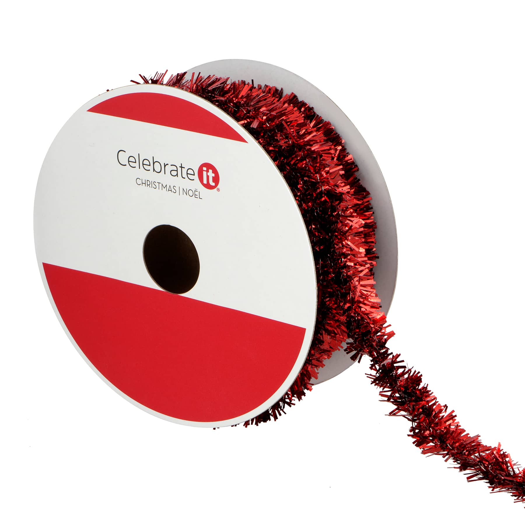 5/8&#x22; x 30ft. Red Tinsel Wired Trim Ribbon by Celebrate It&#xAE;