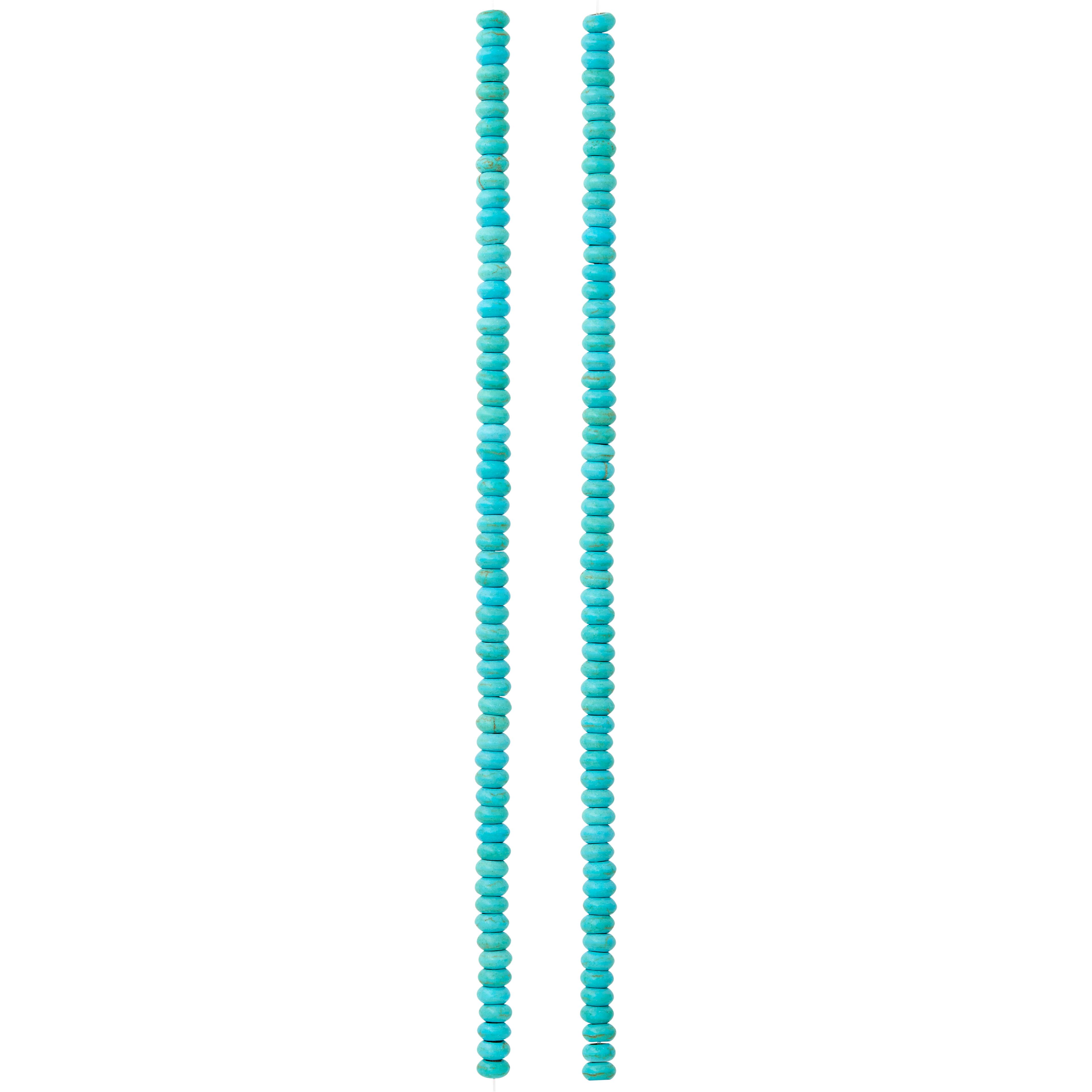 12 Pack:  Turquoise Dyed Reconstituted Stone Rondelle Beads, 4mm by Bead Landing&#x2122;