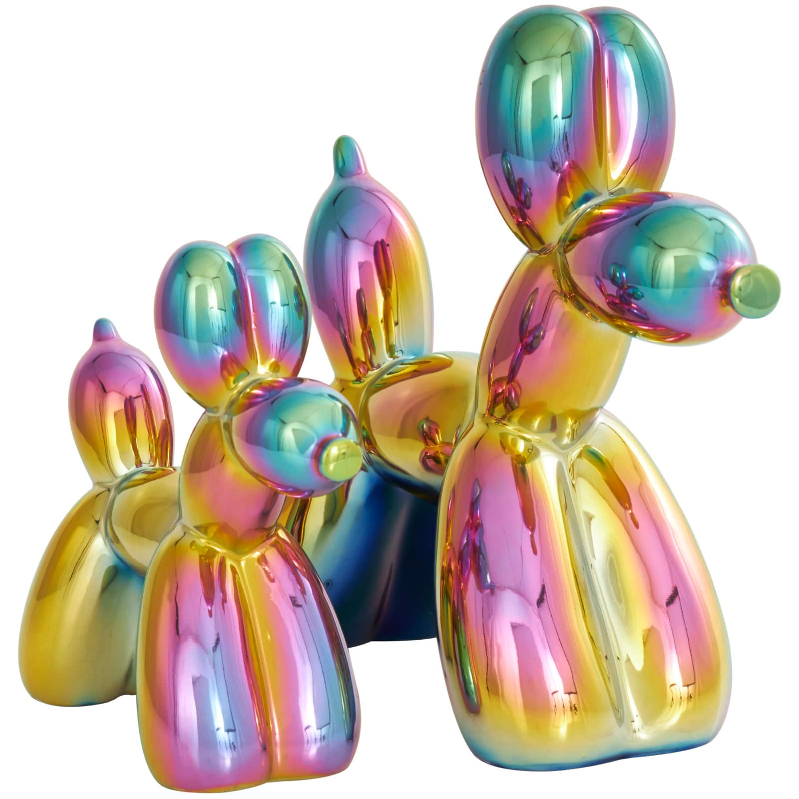 Multicolor Ceramic Dog Balloon Sculpture Set