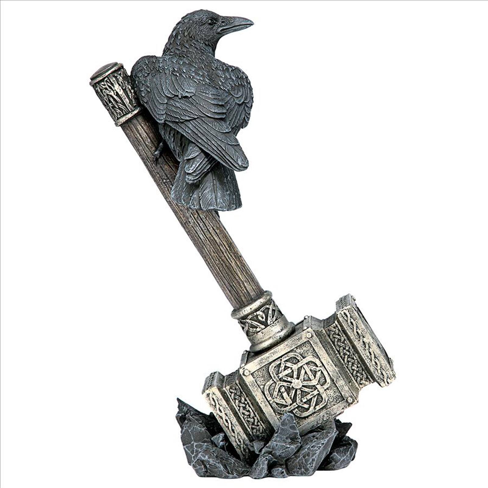 9" Raven Guardian of Thor's Thunder Hammer Statue