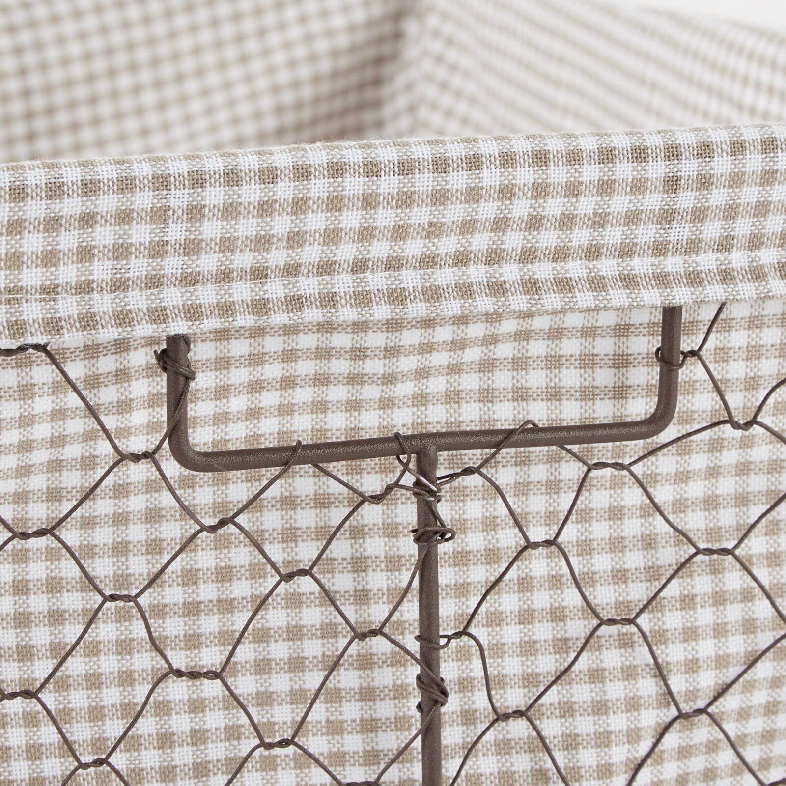 DII&#xAE; Medium Rustic Bronze Chicken Wire Baskets with Stone Gingham Liners, 2ct.
