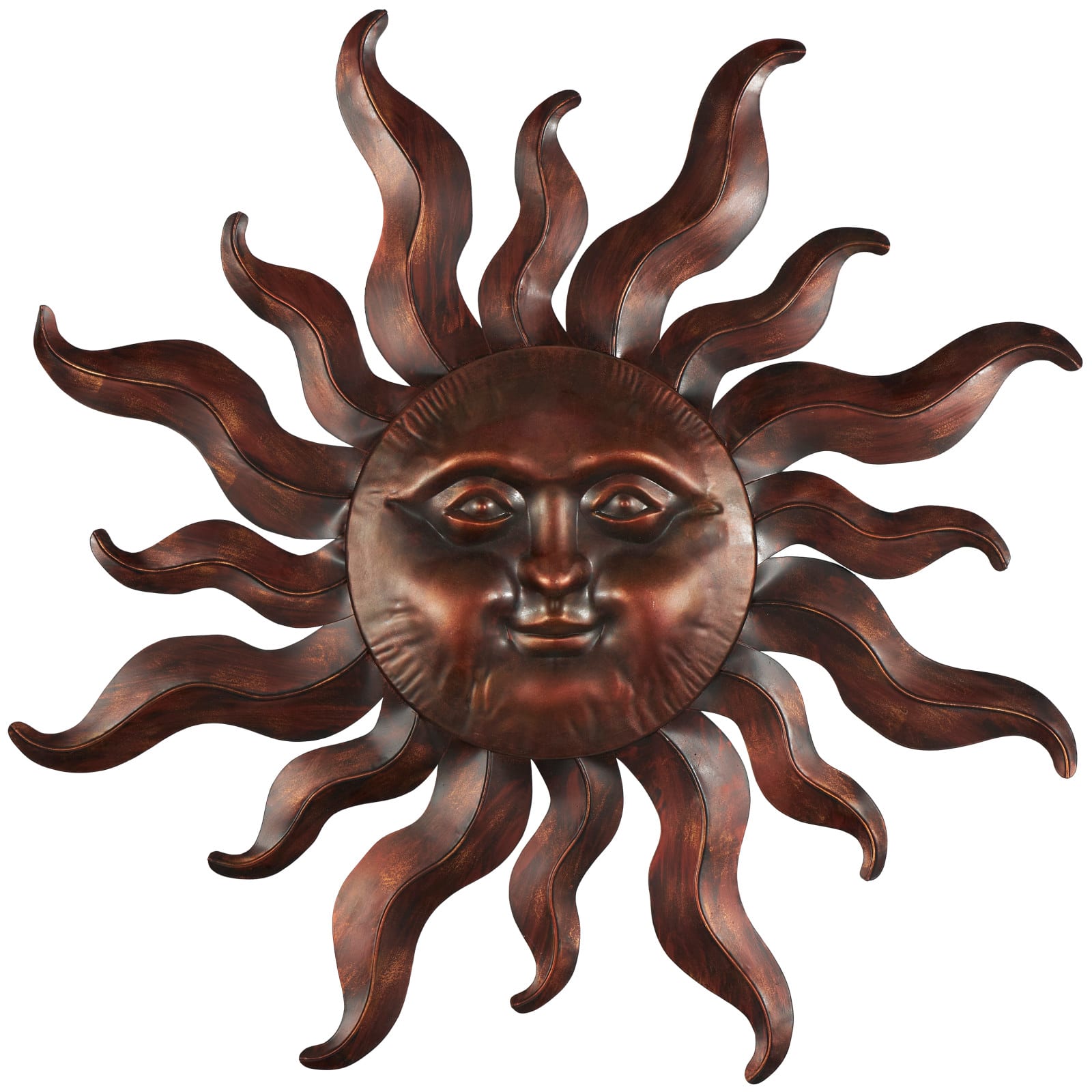 Bronze Metal Sun Wall Decoration with Smiling Face