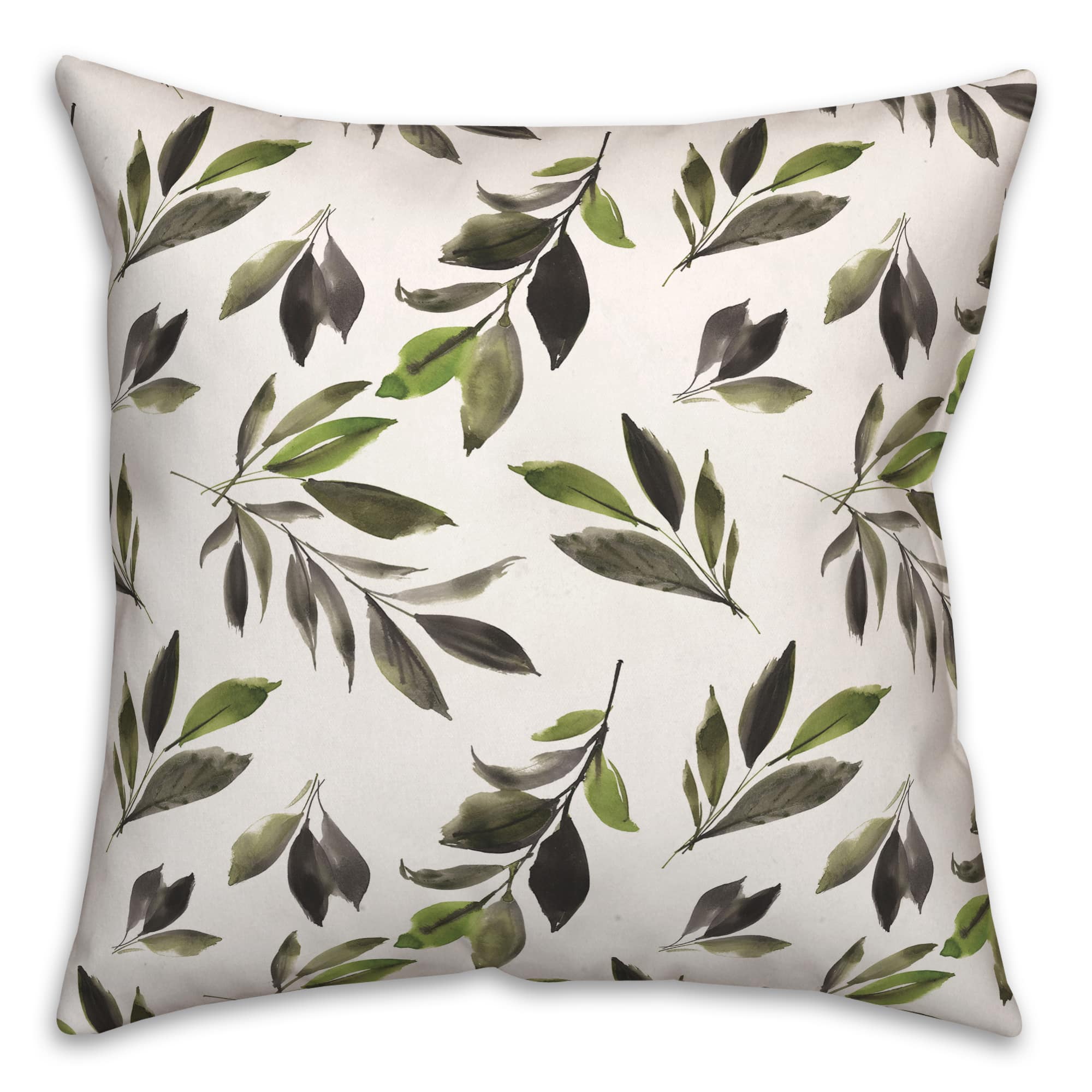 Watercolor Leaves Pattern 18" x 18" Throw Pillow