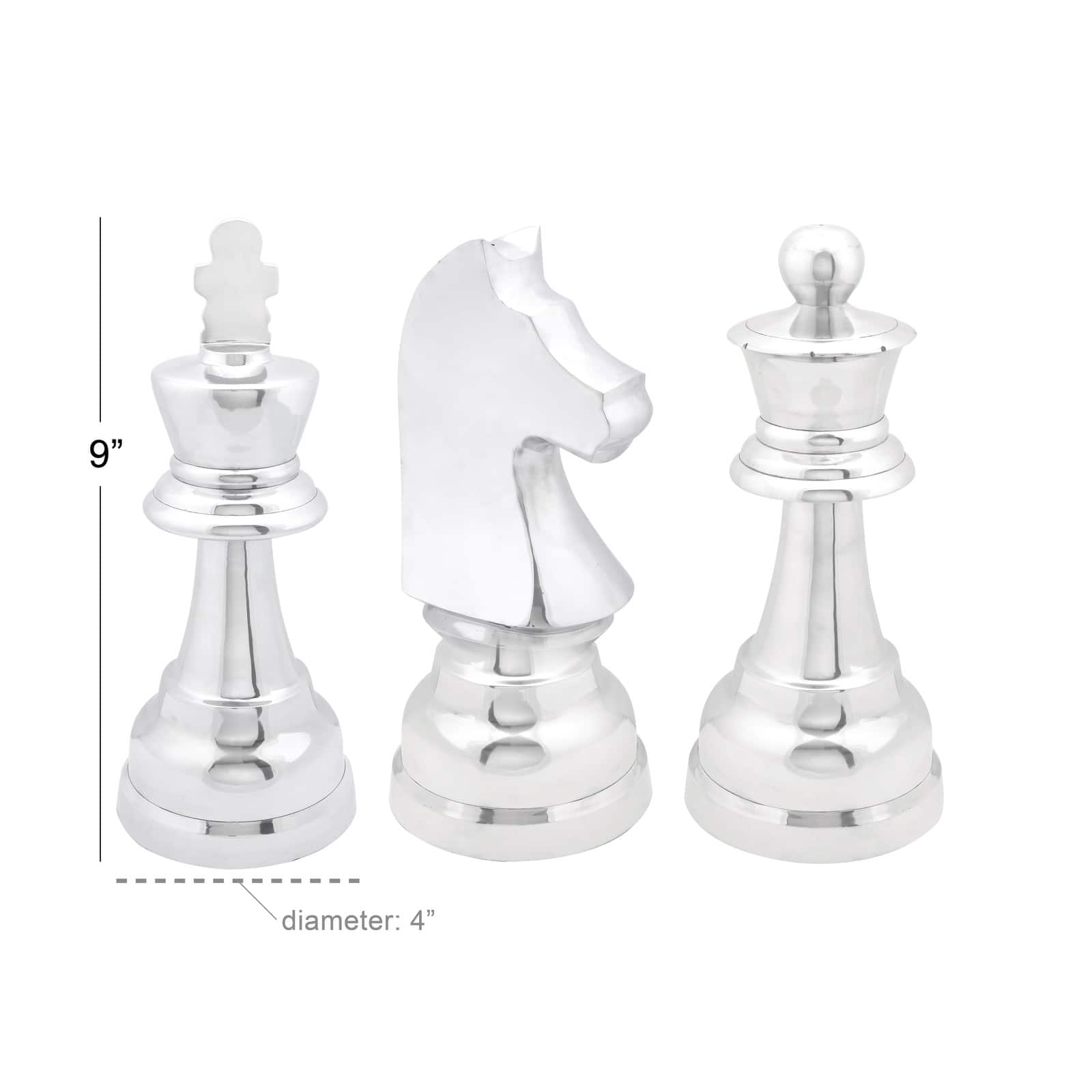 CosmoLiving by Cosmopolitan Silver Aluminum Traditional Chess Sculpture Set