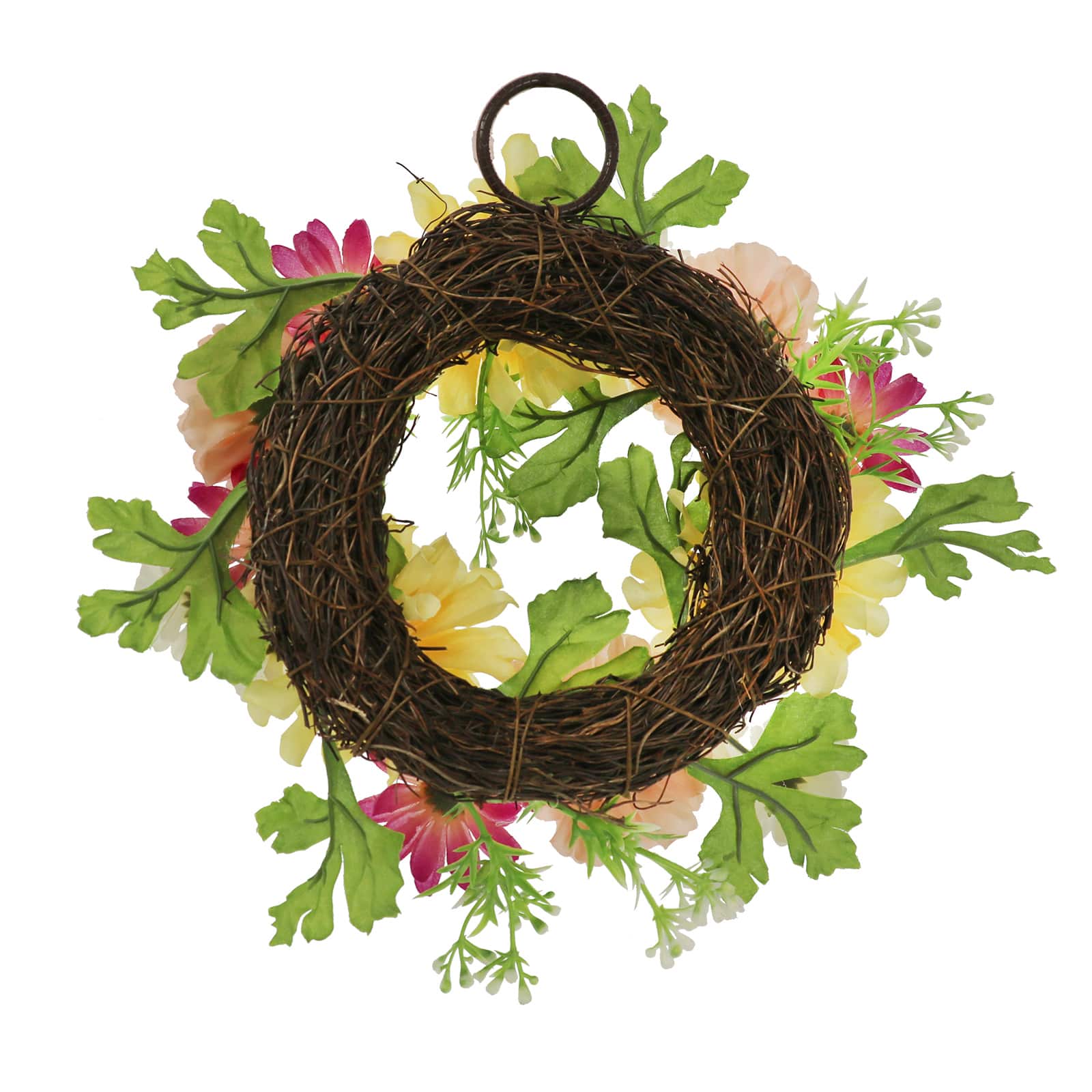 12&#x22; Coral, Pink &#x26; Yellow Peony &#x26; Daisy Mini Wreath by Ashland&#xAE;