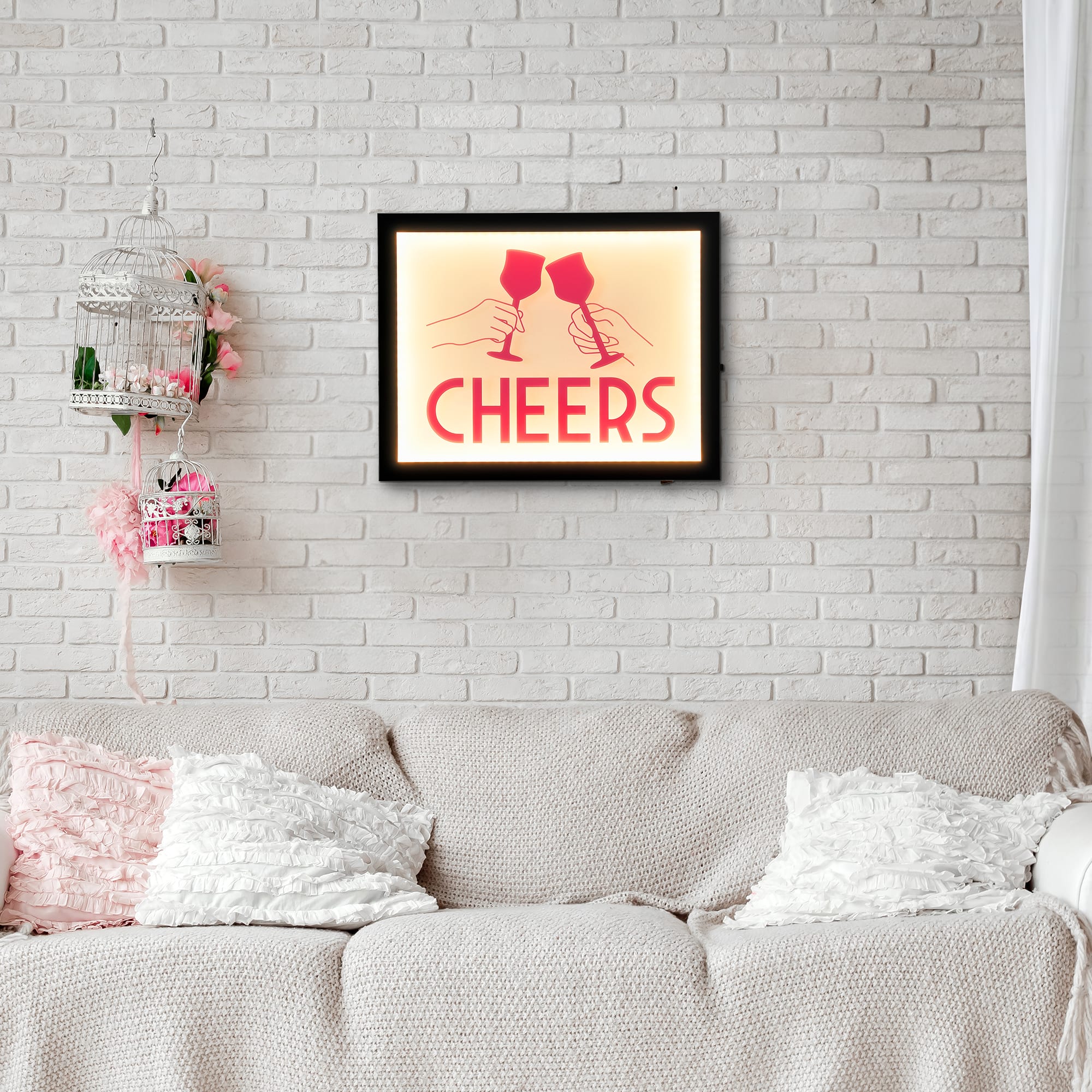 American Art Decor Tipsy Printed Cheers LED Light Box Wall Sign - 14" x 11" x 1.6"