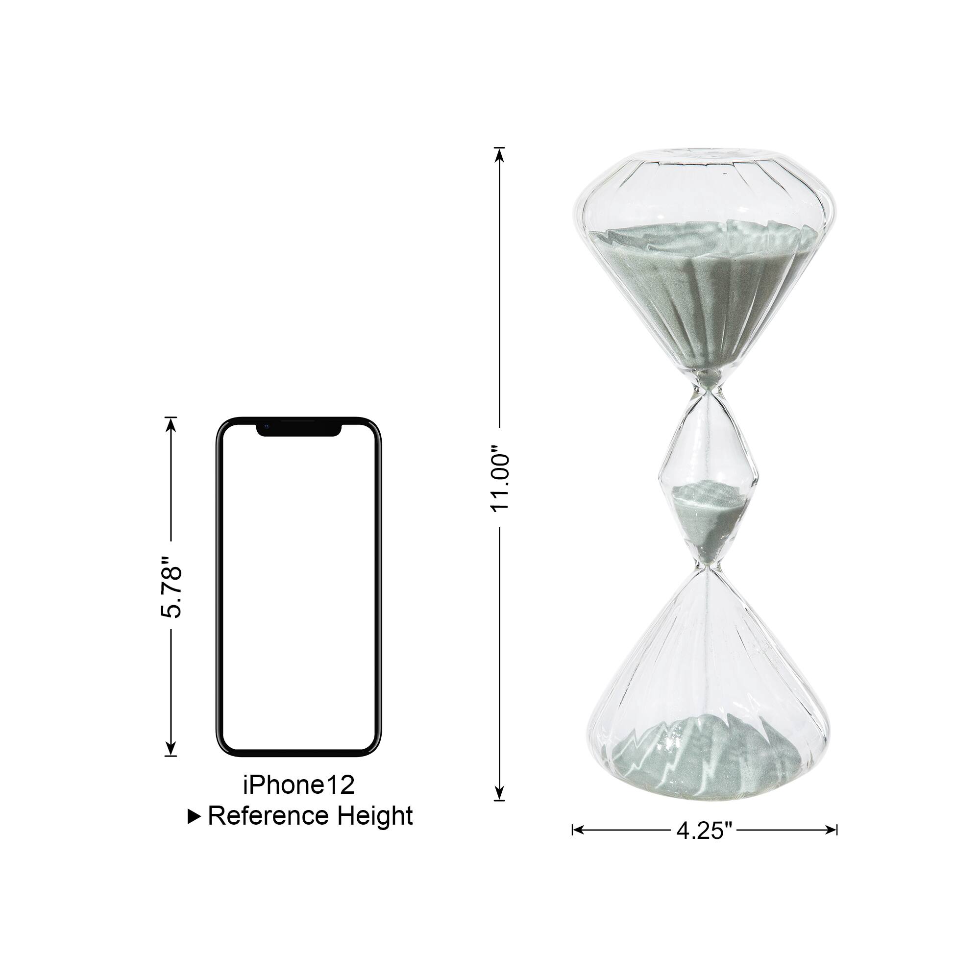 Glitzhome&#xAE; 11&#x22; Geometric Tri-Layer Hourglasses with Gray Sand, 2ct.