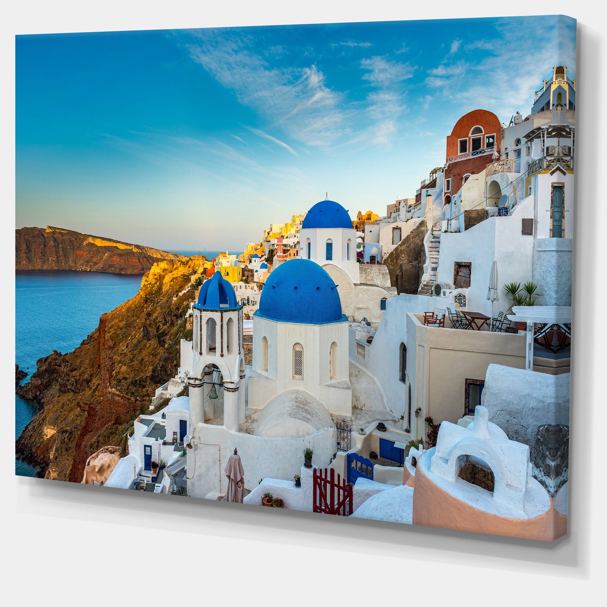 Designart - Beautiful Santorin Houses Greece - Large Cityscape Art Print on Canvas