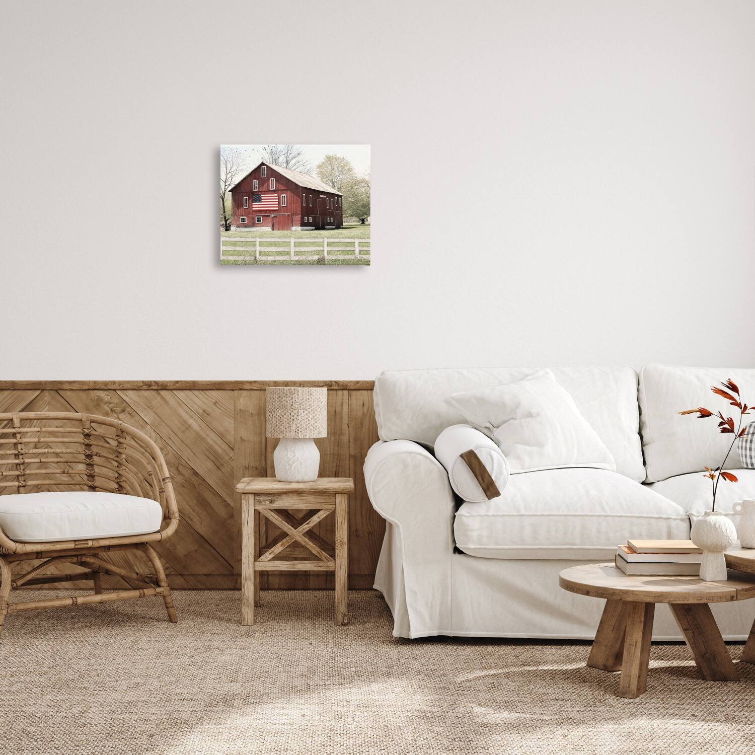 Stupell Industries Patriotic Barn Flag Canvas Wall Art